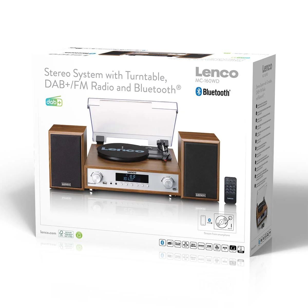 Lenco MC-160WD - Ensemble stéréo HiFi avec platine vinyle, radio DAB+/FM et Bluetooth® - Bois - Image 13