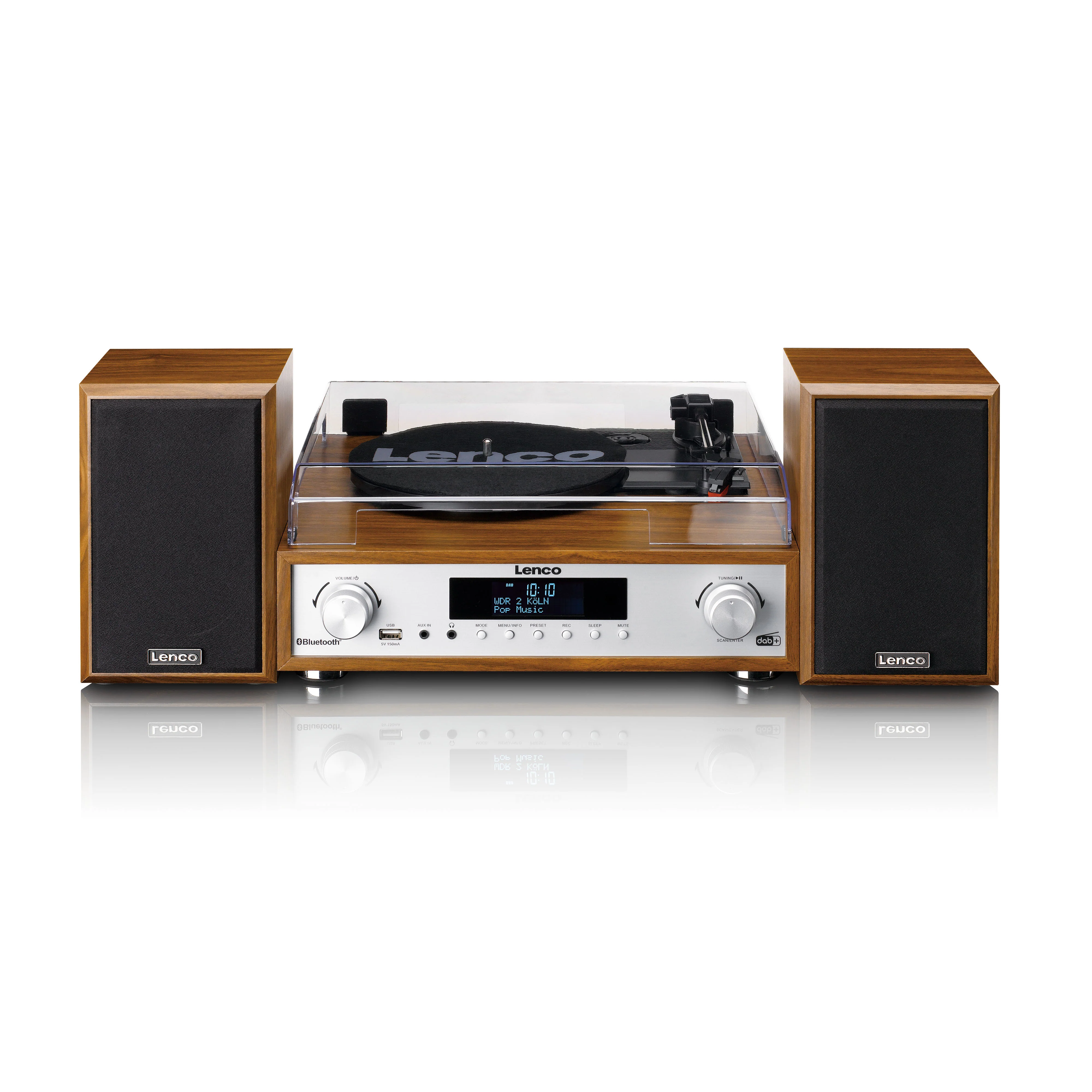 Lenco MC-160WD - Ensemble stéréo HiFi avec platine vinyle, radio DAB+/FM et Bluetooth® - Bois - Image 2