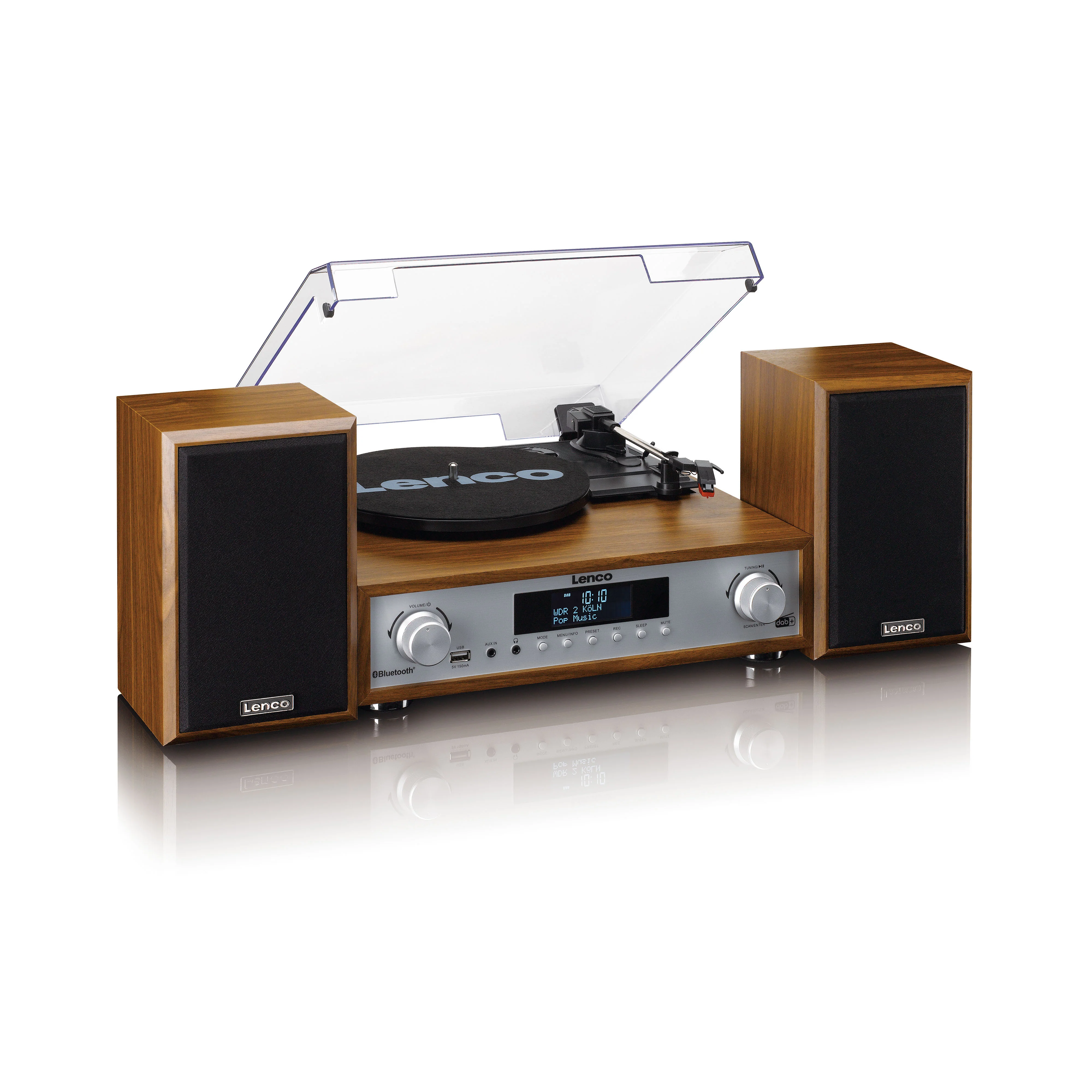 Lenco MC-160WD - Ensemble stéréo HiFi avec platine vinyle, radio DAB+/FM et Bluetooth® - Bois - Image 3