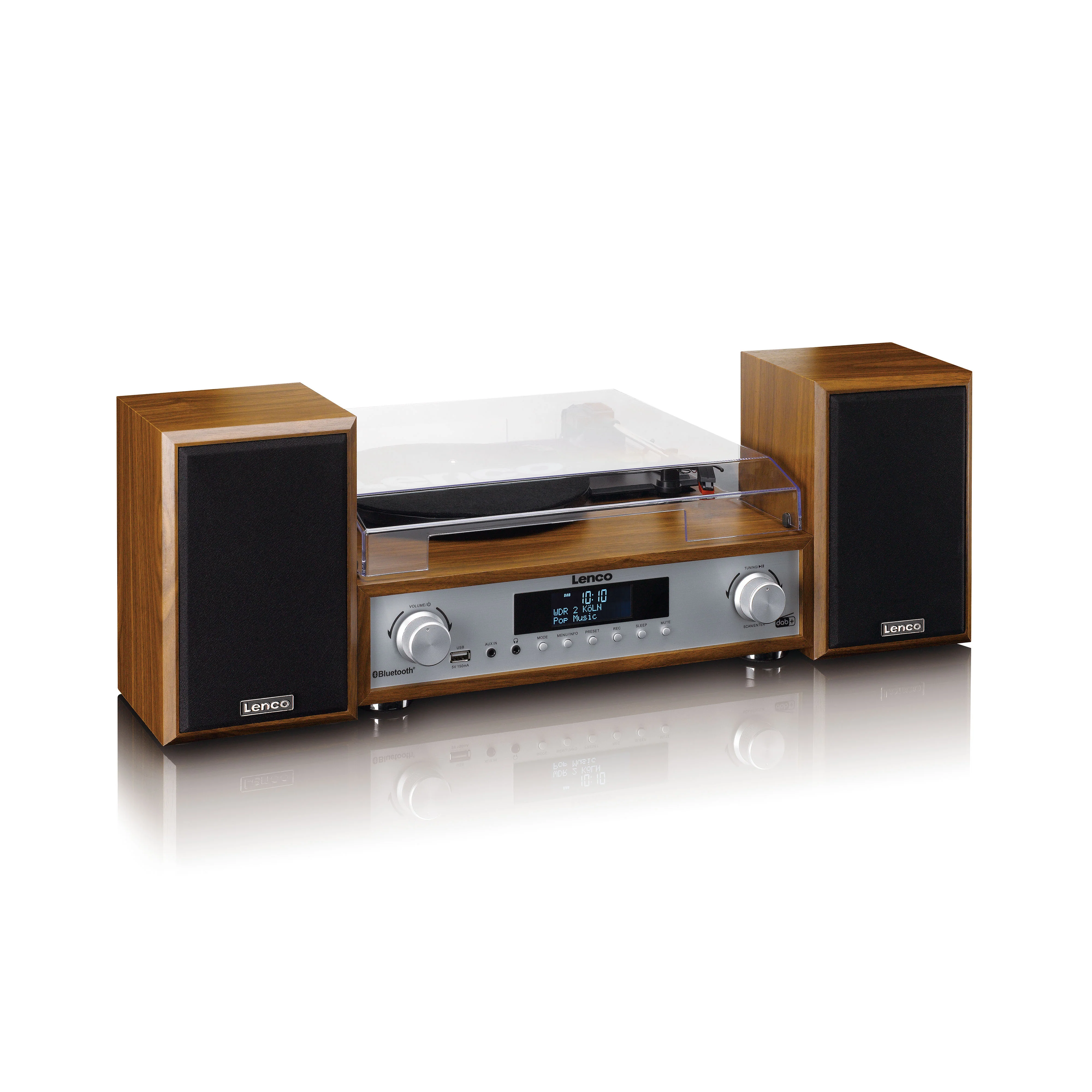Lenco MC-160WD - Ensemble stéréo HiFi avec platine vinyle, radio DAB+/FM et Bluetooth® - Bois - Image 4
