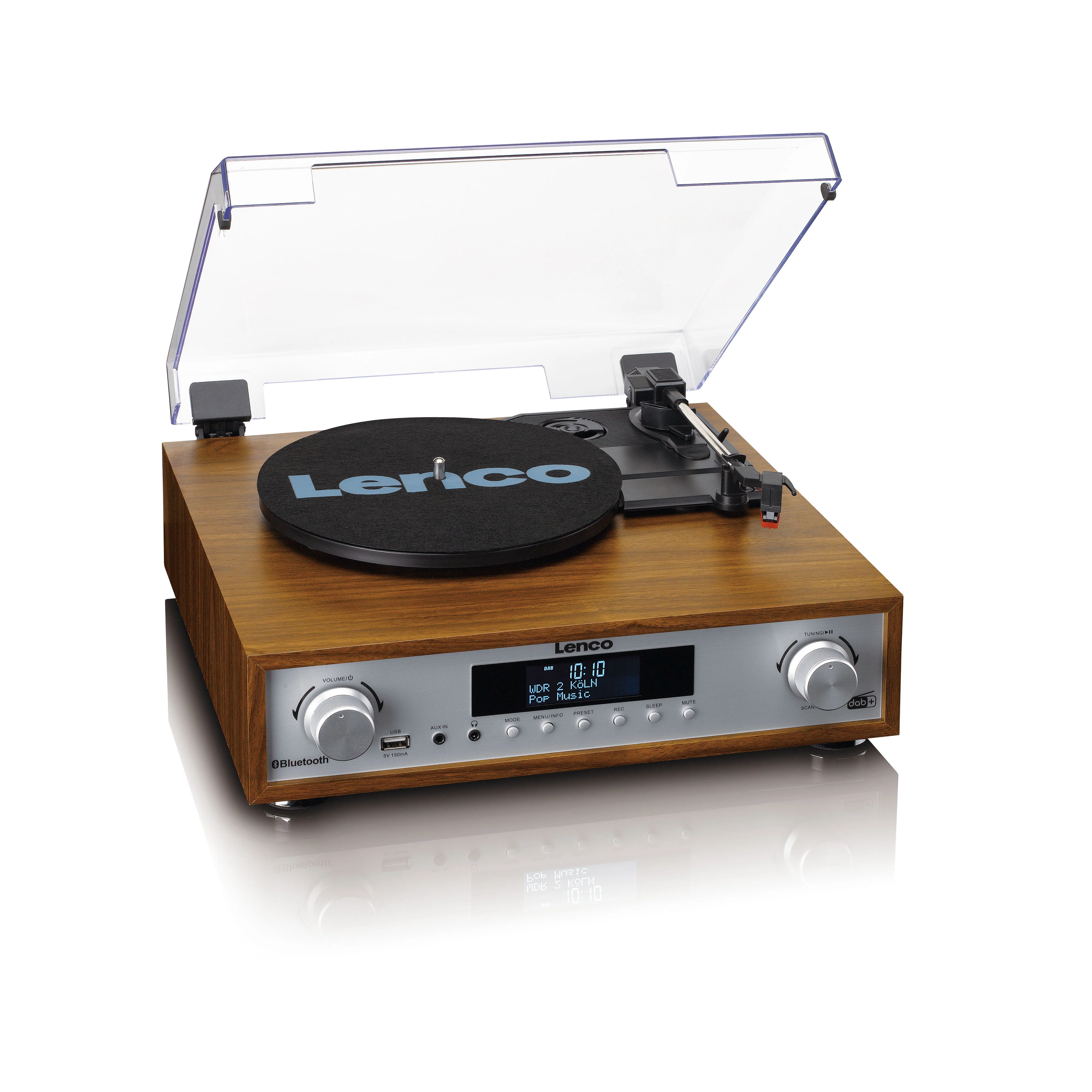 Lenco MC-160WD - Ensemble stéréo HiFi avec platine vinyle, radio DAB+/FM et Bluetooth® - Bois - Image 5