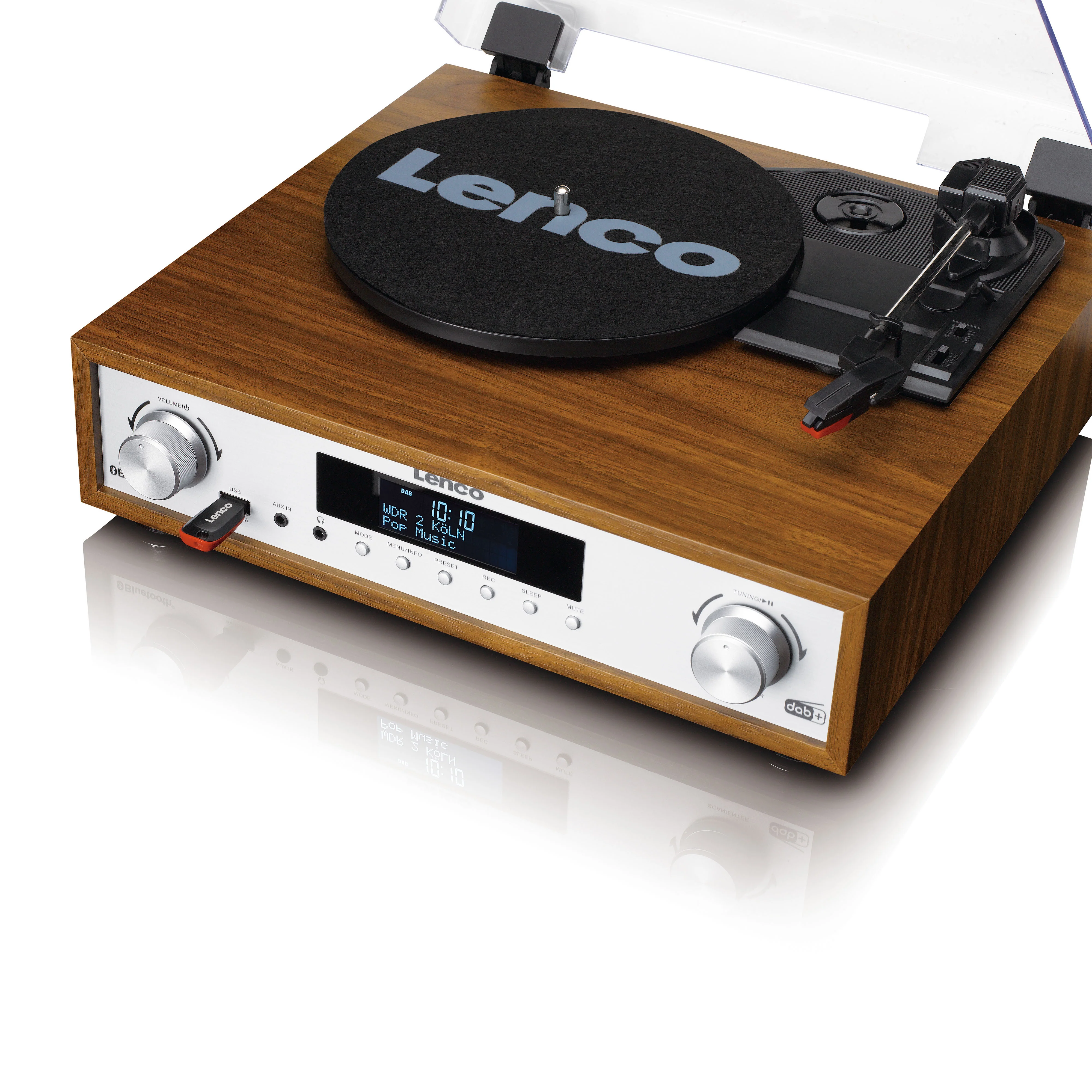 Lenco MC-160WD - Ensemble stéréo HiFi avec platine vinyle, radio DAB+/FM et Bluetooth® - Bois - Image 7