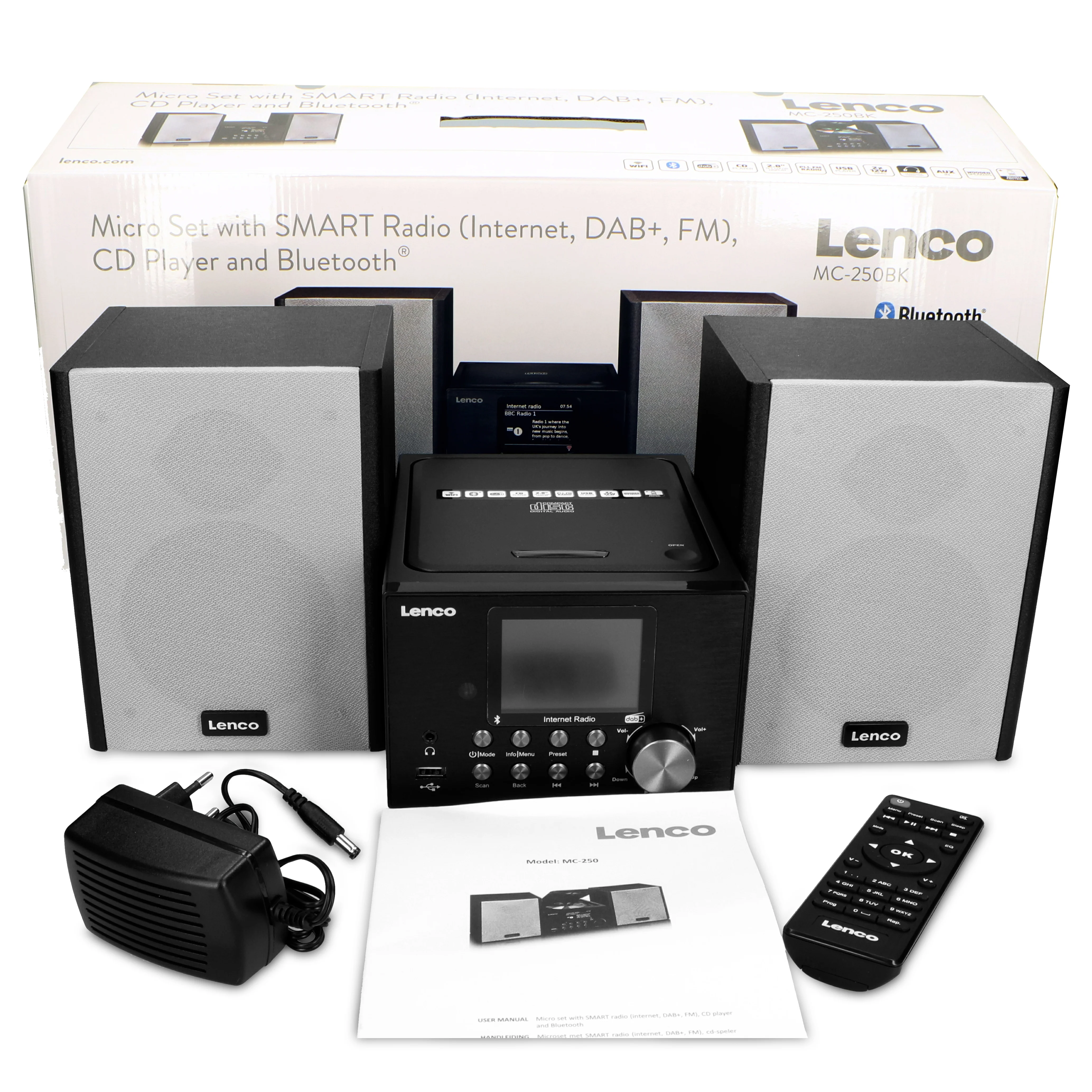 Lenco MC-250BK - Micro-chaîne avec radio intelligente, lecteur CD/USB, internet, DAB+, Bluetooth® - Noir - Image 10