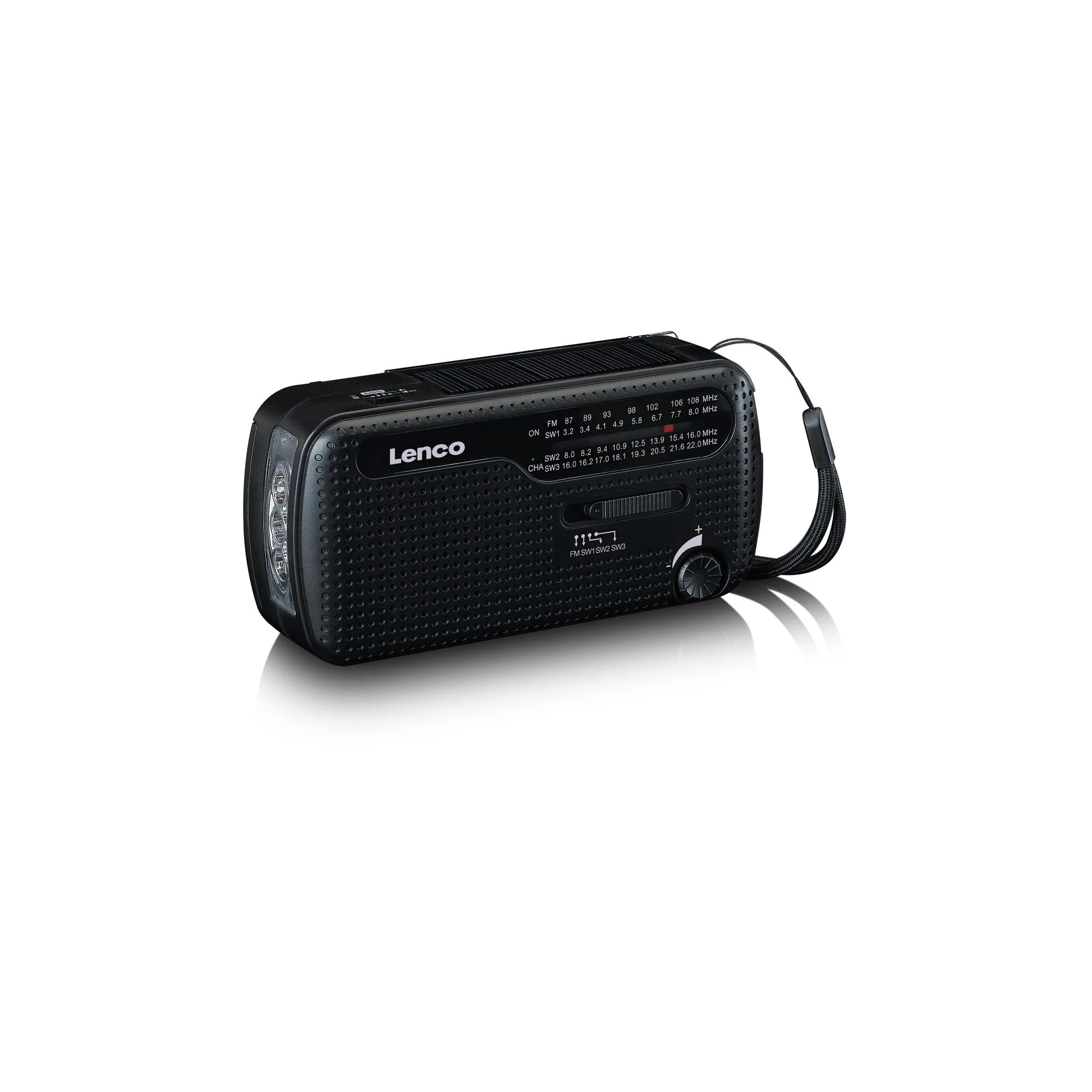 Lenco MCR-112BK - Radio d'urgence portable à manivelle, lampe de poche et banque d'alimentation en un seul appareil - Noir - Image 10