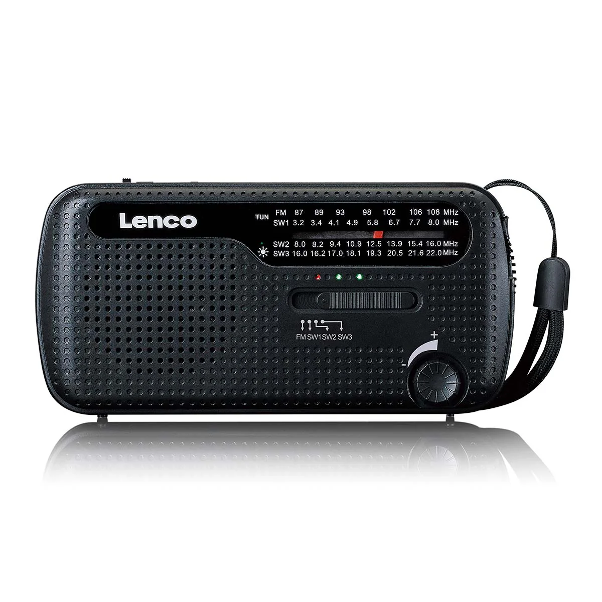 Lenco MCR-113BK - Radio d'urgence portable à manivelle, lampe de poche et banque d'alimentation en un seul appareil - Noir - Image 2