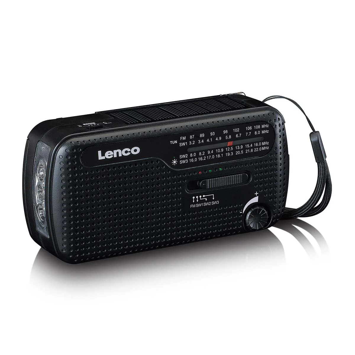 Lenco MCR-113BK - Radio d'urgence portable à manivelle, lampe de poche et banque d'alimentation en un seul appareil - Noir - Image 4
