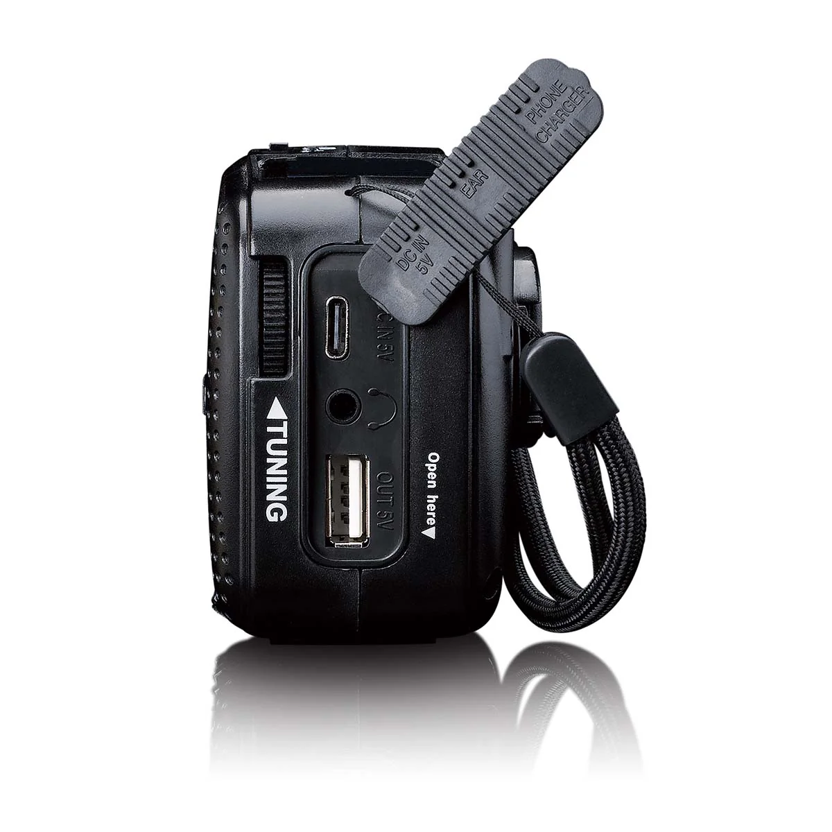 Lenco MCR-113BK - Radio d'urgence portable à manivelle, lampe de poche et banque d'alimentation en un seul appareil - Noir - Image 6