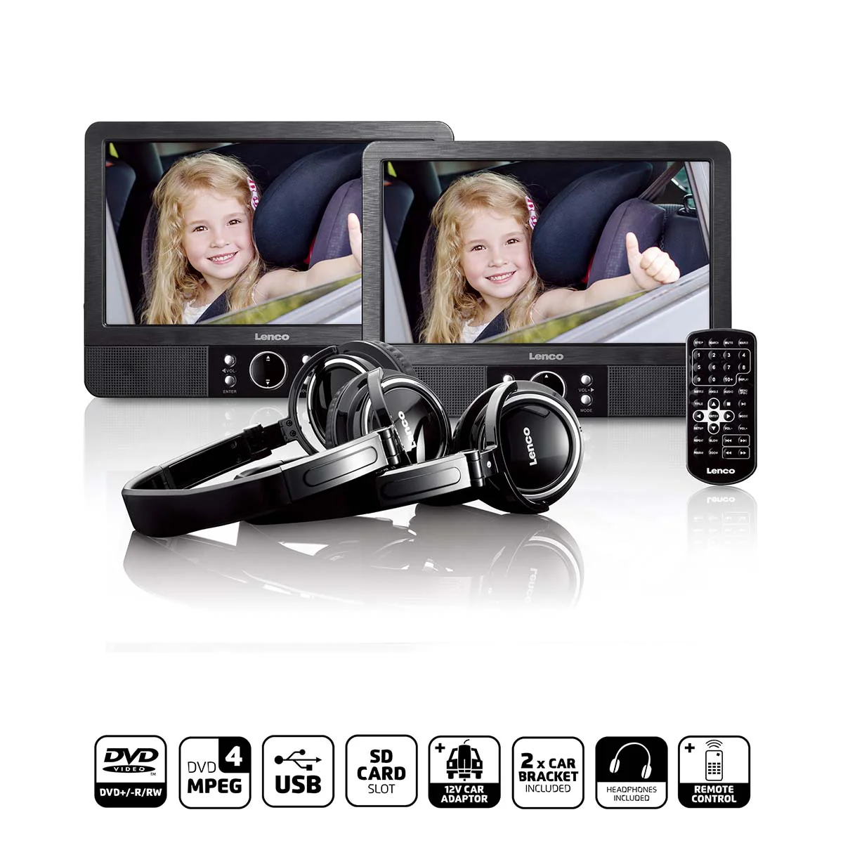 Lenco MES-415 - Lecteurs DVD USB Duo portables - Noir - Image 6