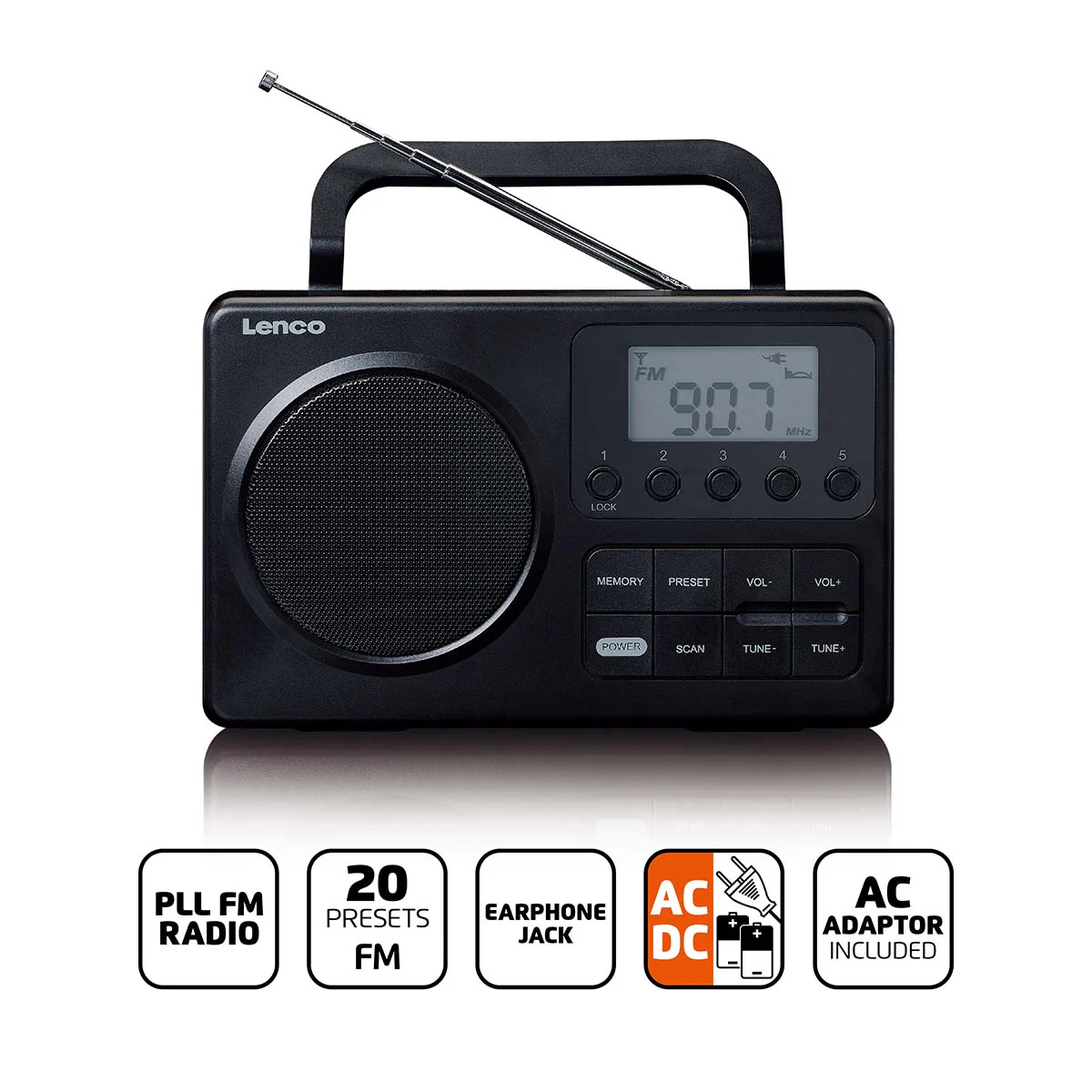 Lenco MPR-035BK - Radio FM portable compacte avec écran LCD - Noir - Image 9