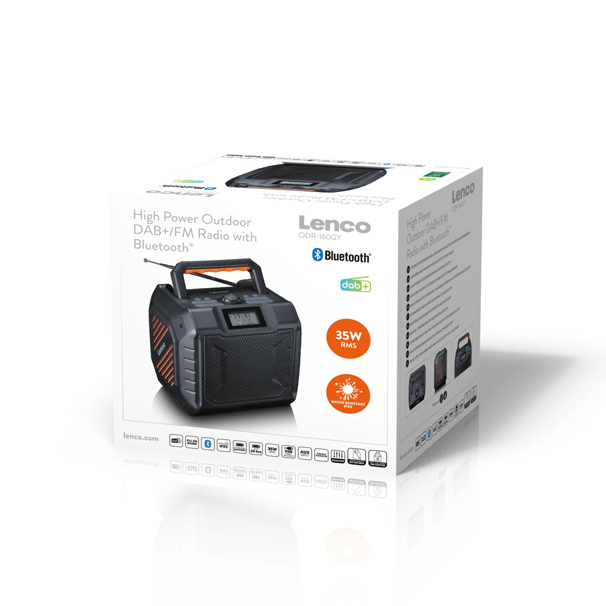 Lenco ODR-160GY - Puissante radio portable DAB+/FM pour l’extérieur avec Bluetooth® - Étanche selon IPX5 - Gris - Image 7
