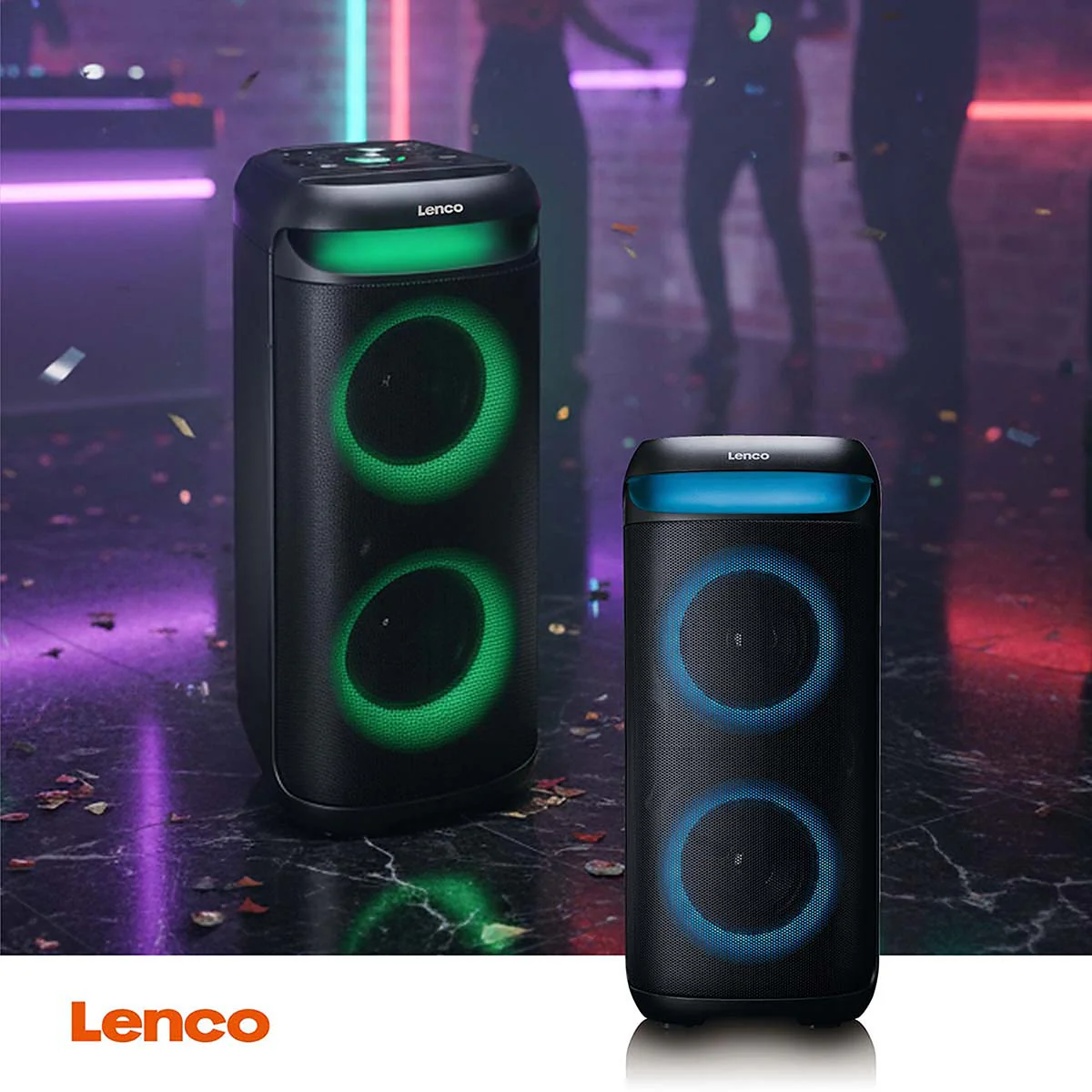 Lenco PA-210BK - Enceinte de soirée Bluetooth® avec effets lumineux LED - Puissance de sortie 100 W, TWS, USB, jusqu'à 12 heures d'autonomie - Noir - Image 16