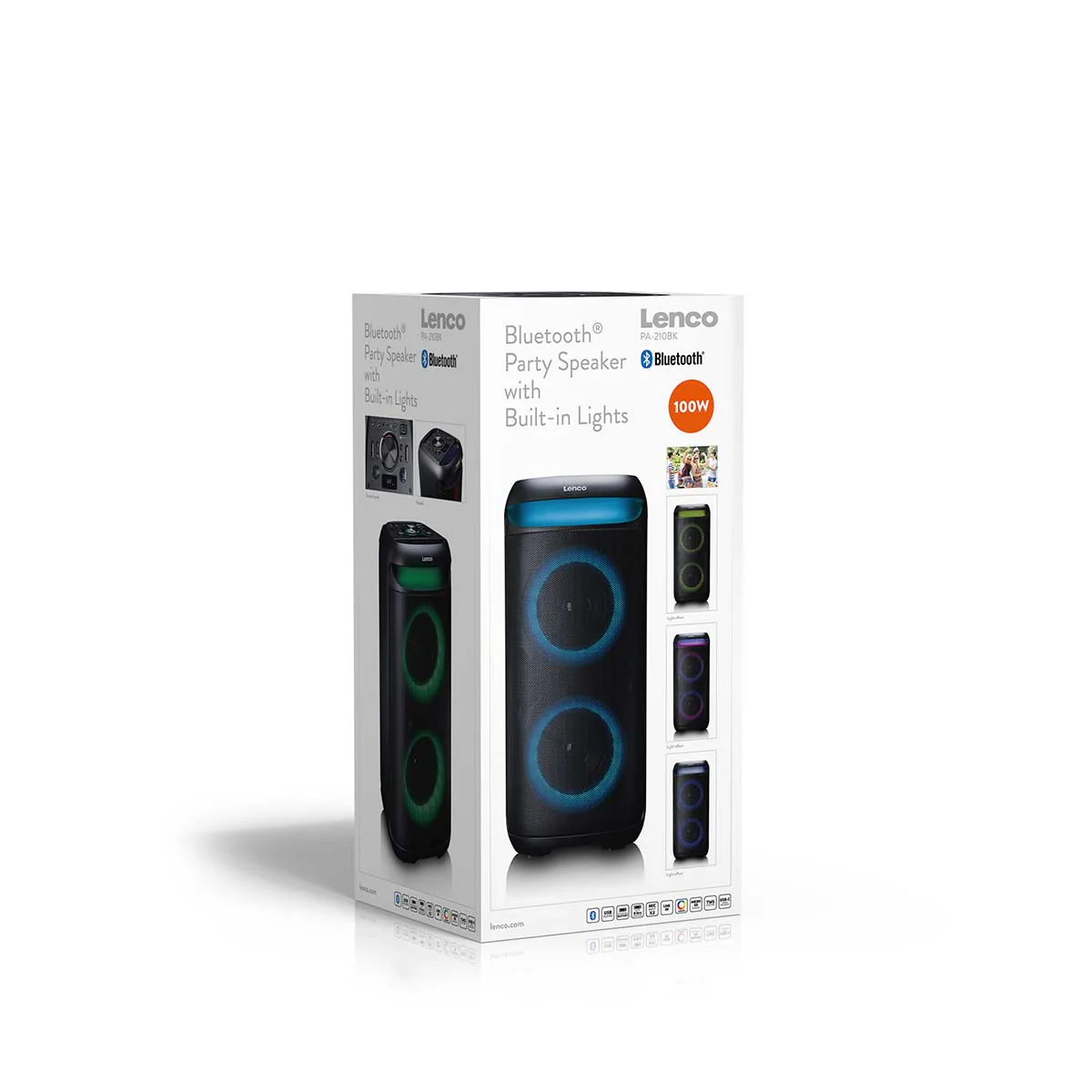Lenco PA-210BK - Enceinte de soirée Bluetooth® avec effets lumineux LED - Puissance de sortie 100 W, TWS, USB, jusqu'à 12 heures d'autonomie - Noir - Image 19