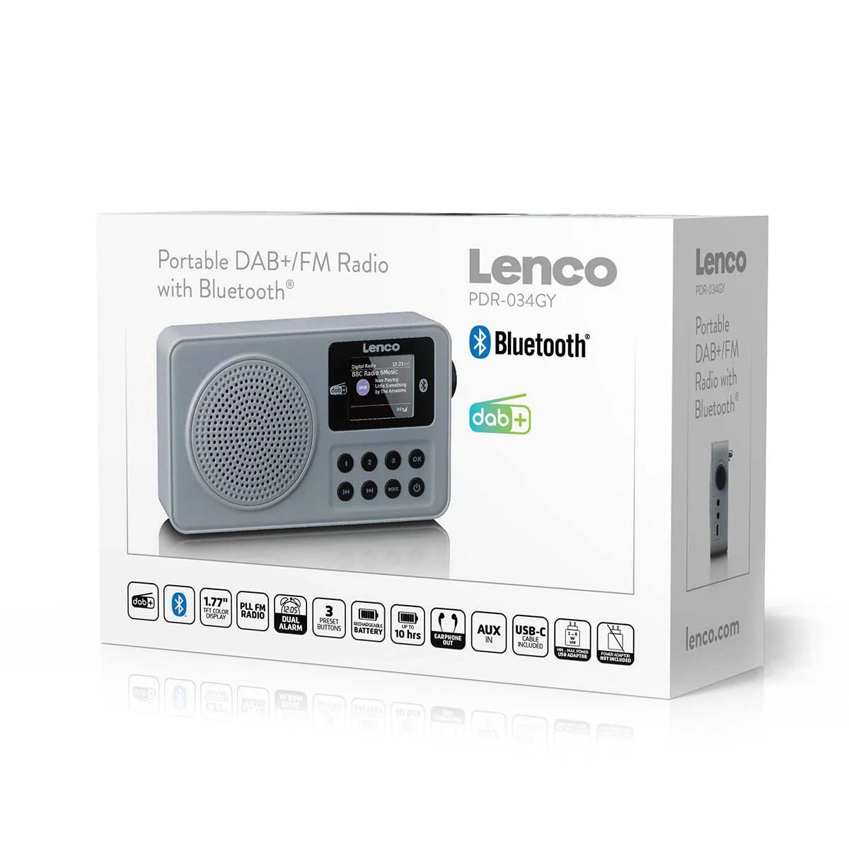 LENCO PDR-034GY - Radio portable DAB+/FM avec Bluetooth® et batterie rechargeable - Gris - Image 10