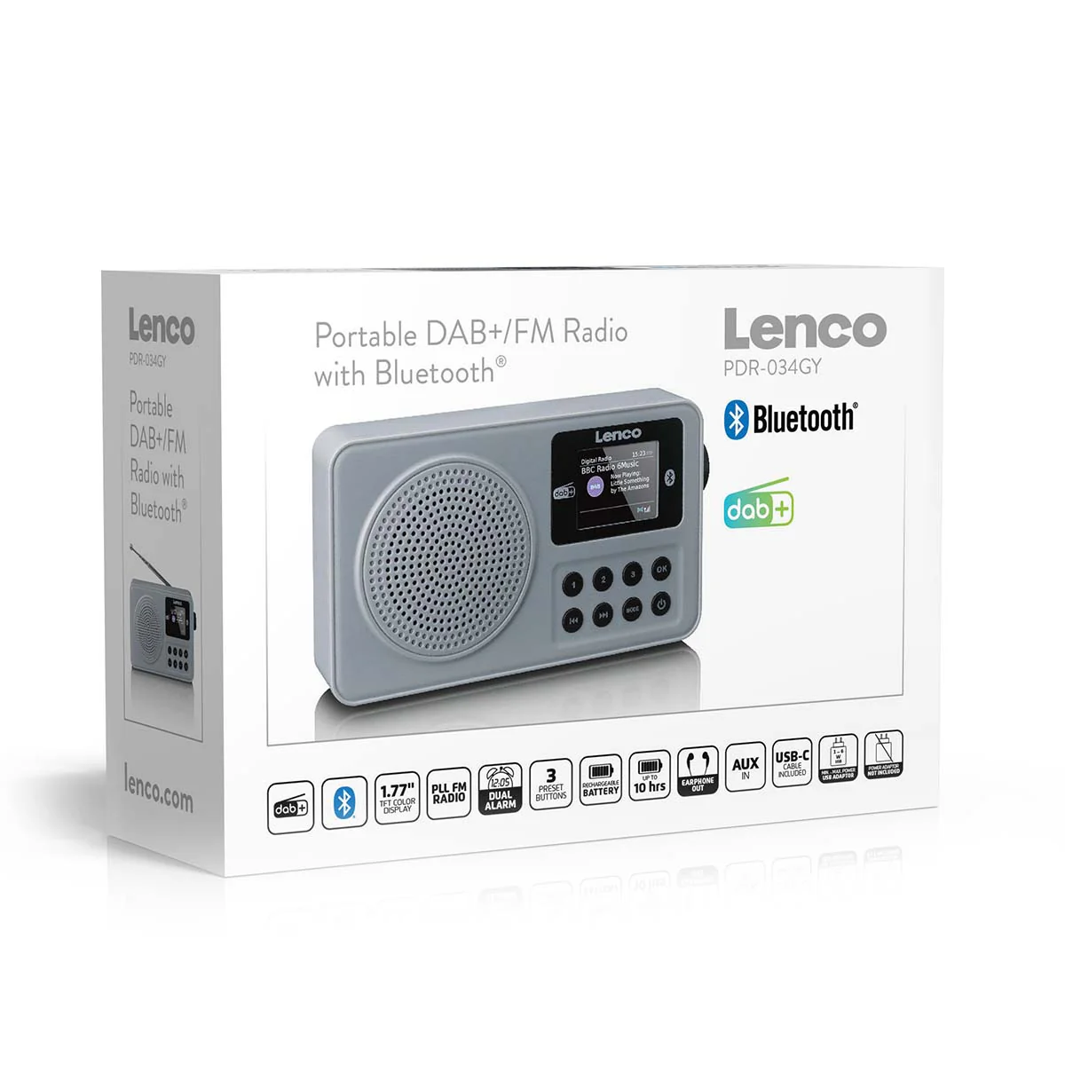 LENCO PDR-034GY - Radio portable DAB+/FM avec Bluetooth® et batterie rechargeable - Gris - Image 11