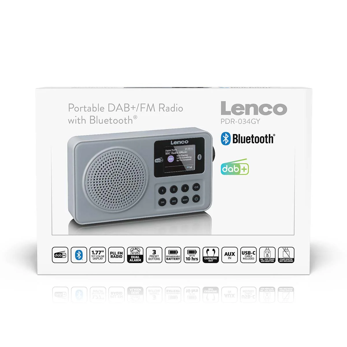 LENCO PDR-034GY - Radio portable DAB+/FM avec Bluetooth® et batterie rechargeable - Gris - Image 9