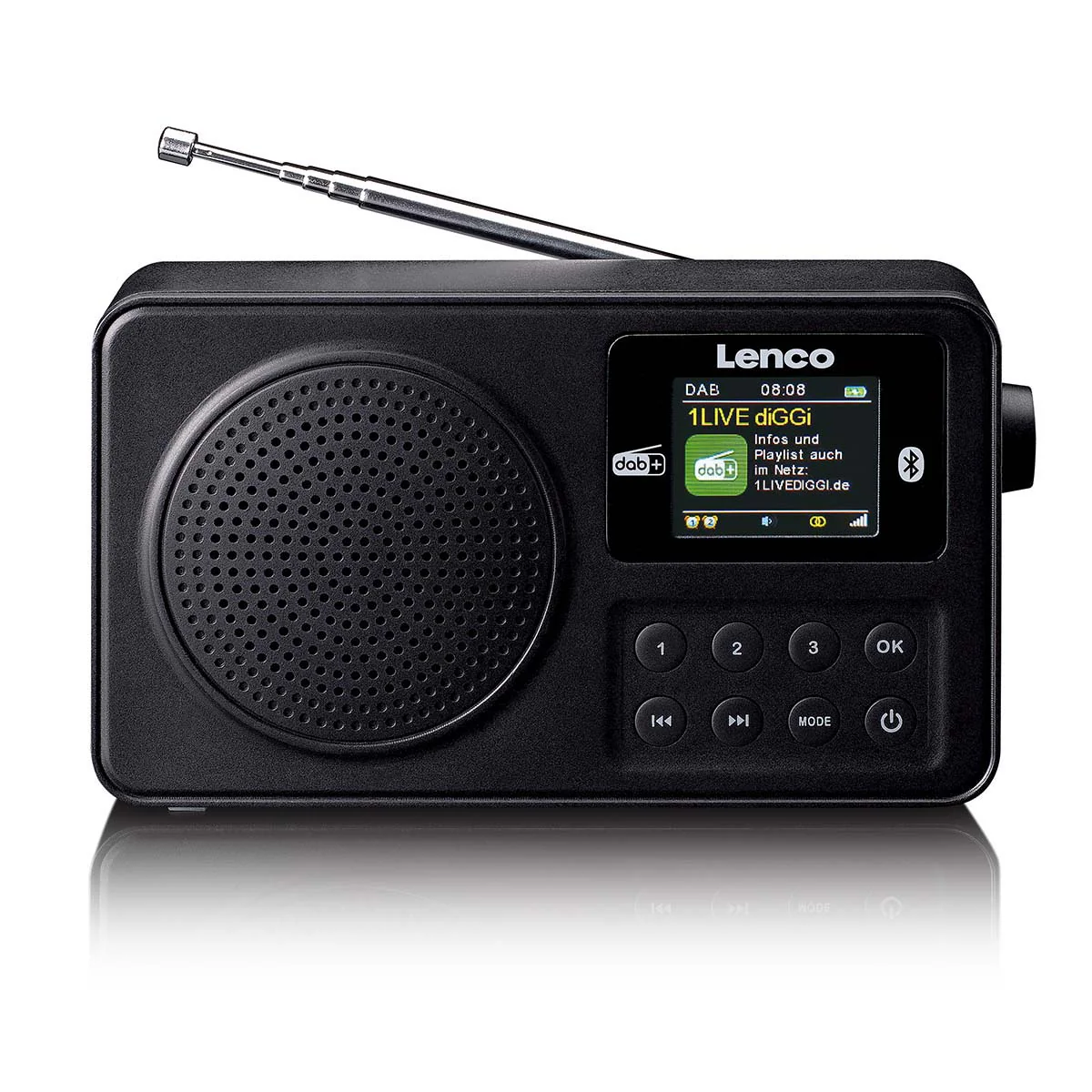 Lenco PDR-033BK - Radio portable DAB+/FM avec Bluetooth® et batterie rechargeable - Noir