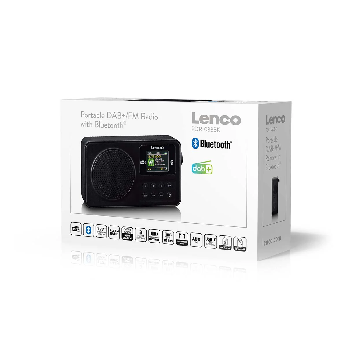 Lenco PDR-033BK - Radio portable DAB+/FM avec Bluetooth® et batterie rechargeable - Noir - Image 10