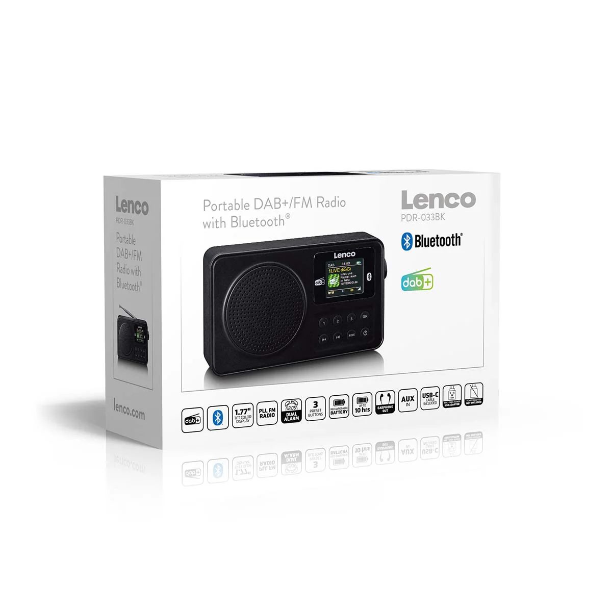 Lenco PDR-033BK - Radio portable DAB+/FM avec Bluetooth® et batterie rechargeable - Noir - Image 11