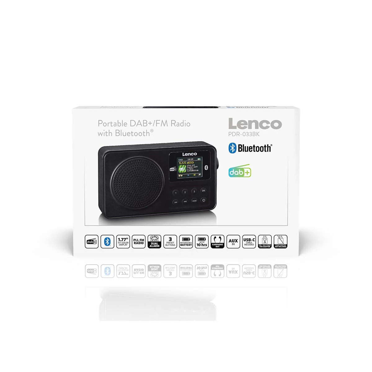Lenco PDR-033BK - Radio portable DAB+/FM avec Bluetooth® et batterie rechargeable - Noir - Image 9