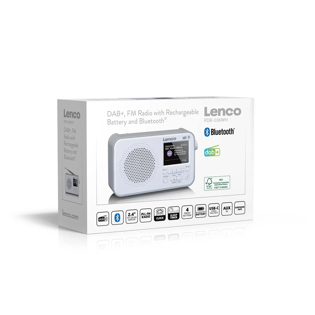 Lenco PDR-036WH - Radio DAB+/FM avec Bluetooth® - Blanc - Image 10