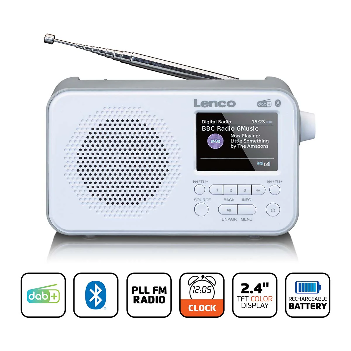 Lenco PDR-036WH - Radio DAB+/FM avec Bluetooth® - Blanc - Image 7