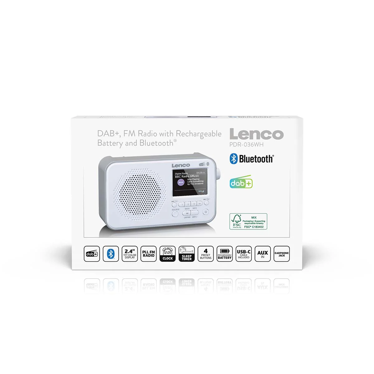 Lenco PDR-036WH - Radio DAB+/FM avec Bluetooth® - Blanc - Image 8