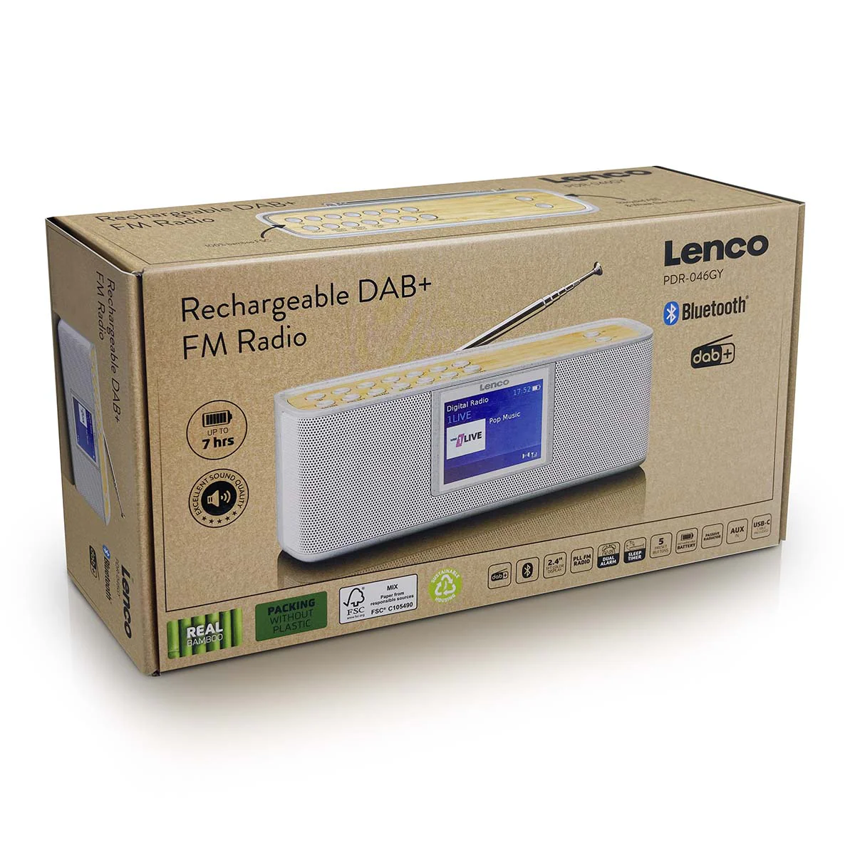 Lenco PDR-046GY -Radio DAB+ avec Bluetooth® 5.0, grise - Image 7
