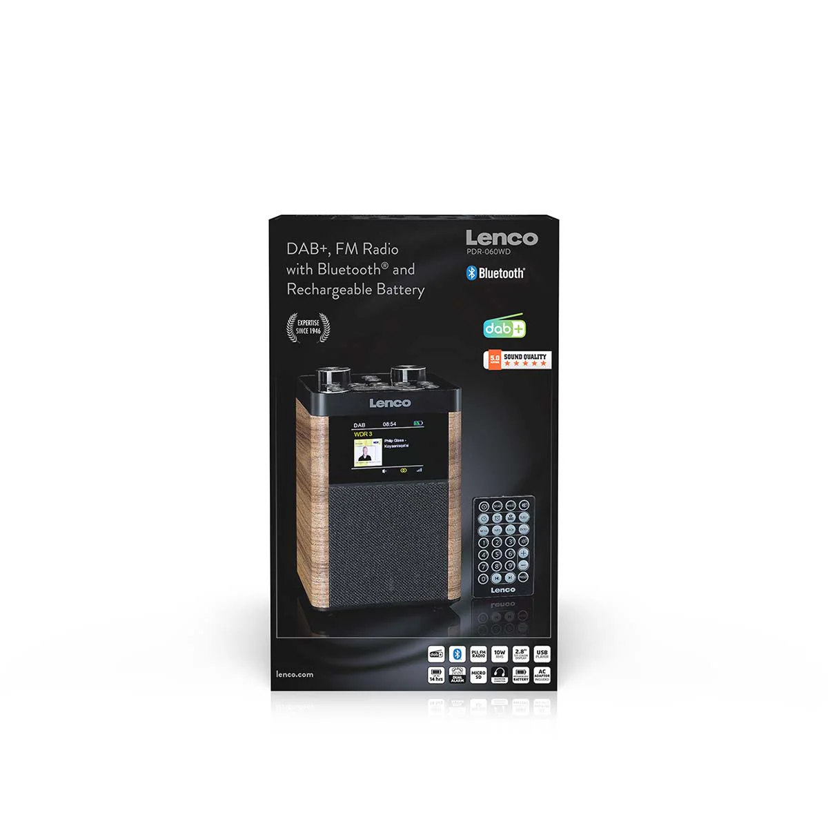 Lenco PDR-060WD - Radio portable DAB+/FM Bluetooth, haut-parleur 10W, batterie 14H - Noir - Image 17