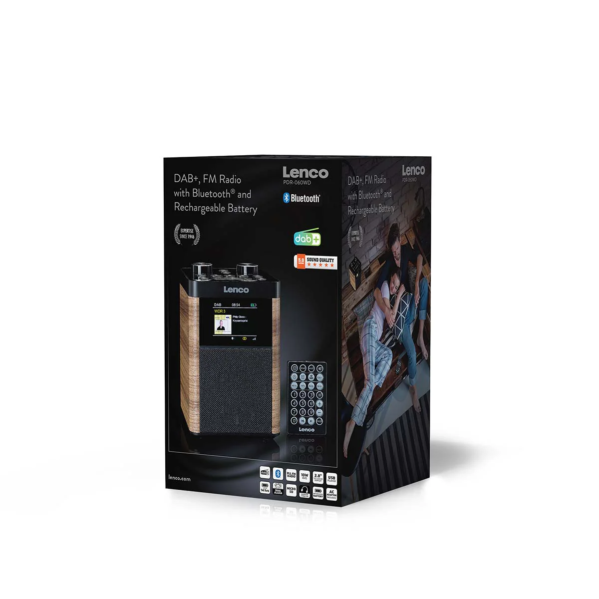 Lenco PDR-060WD - Radio portable DAB+/FM Bluetooth, haut-parleur 10W, batterie 14H - Noir - Image 18
