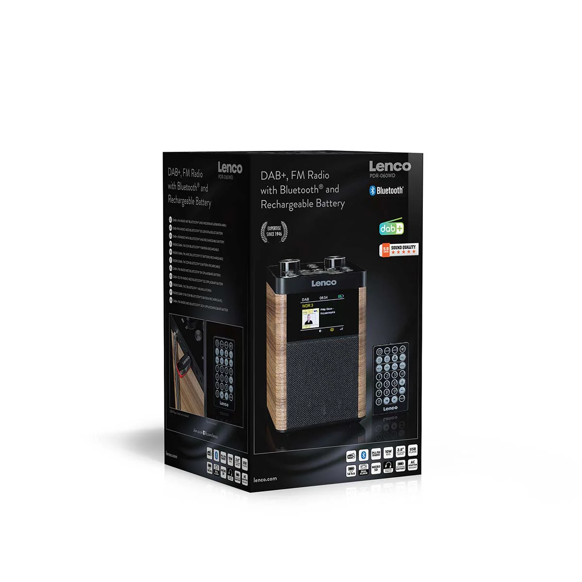 Lenco PDR-060WD - Radio portable DAB+/FM Bluetooth, haut-parleur 10W, batterie 14H - Noir - Image 19