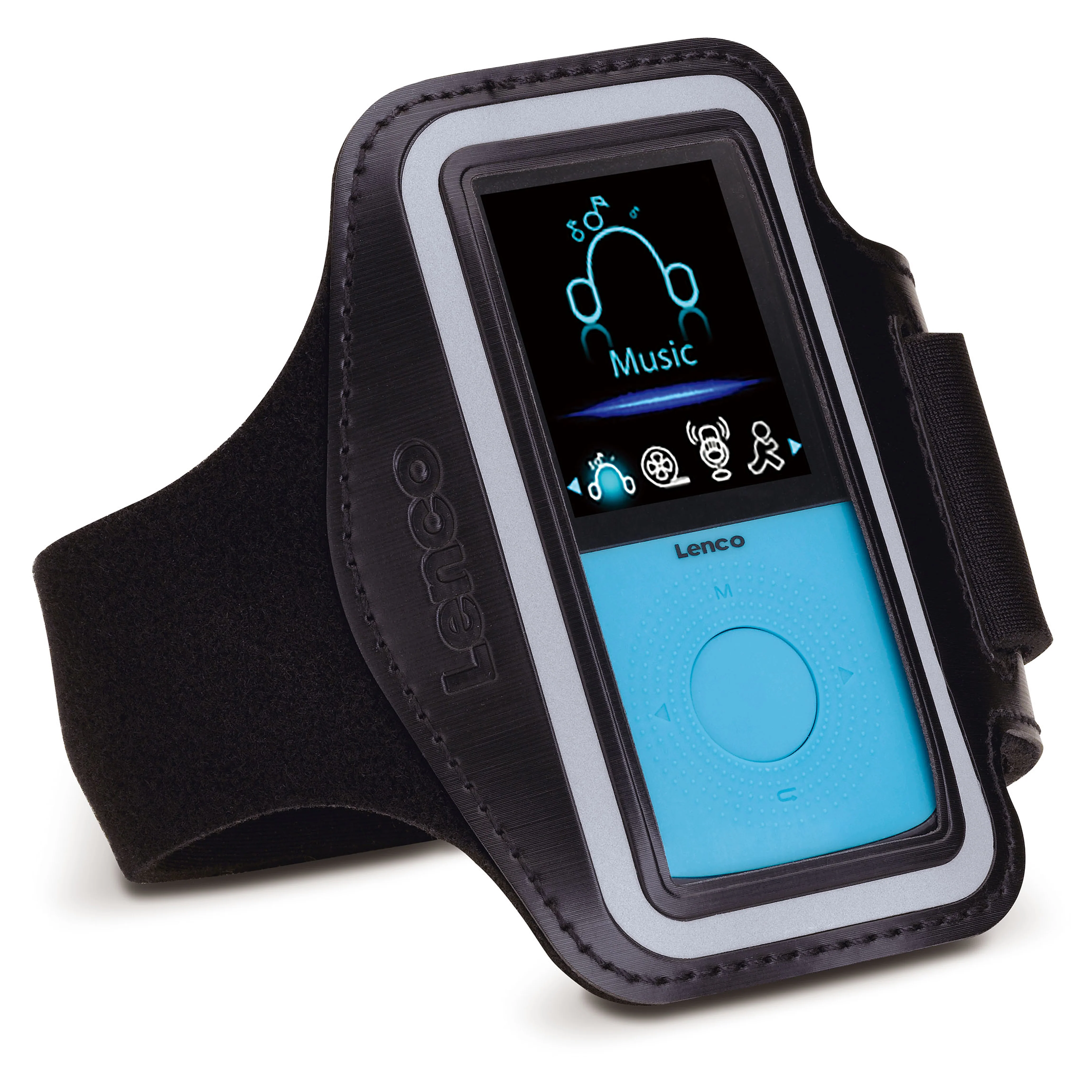 Lenco PODO-153BU - Lecteur MP3 de sport avec podomètre, oreillettes de sport et brassard de sport - Bleu - Image 3