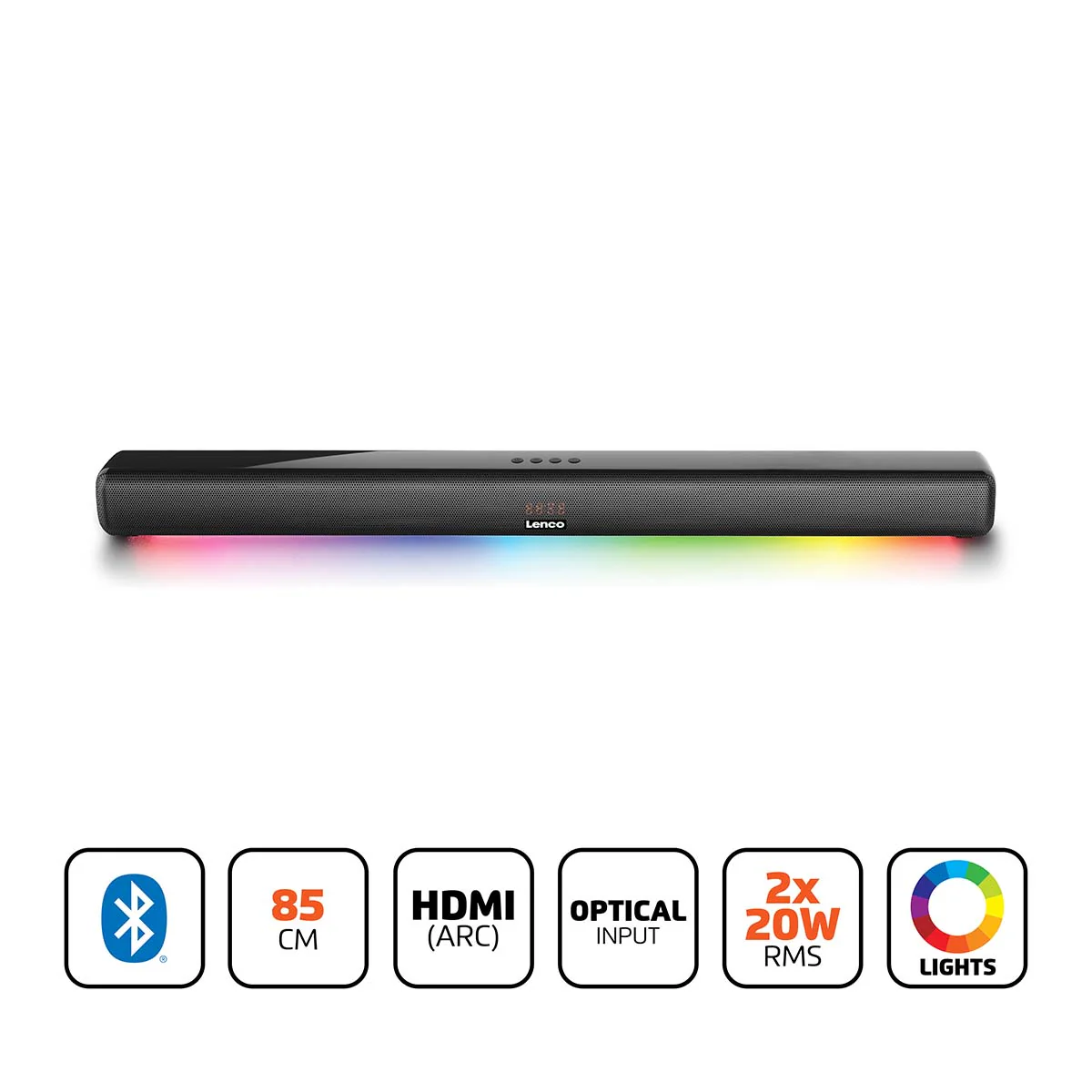 Lenco SB-042BK -85cm Bluetooth® Soundbar avec HDMI (ARC) et éclairage LED  - Noir - Image 11
