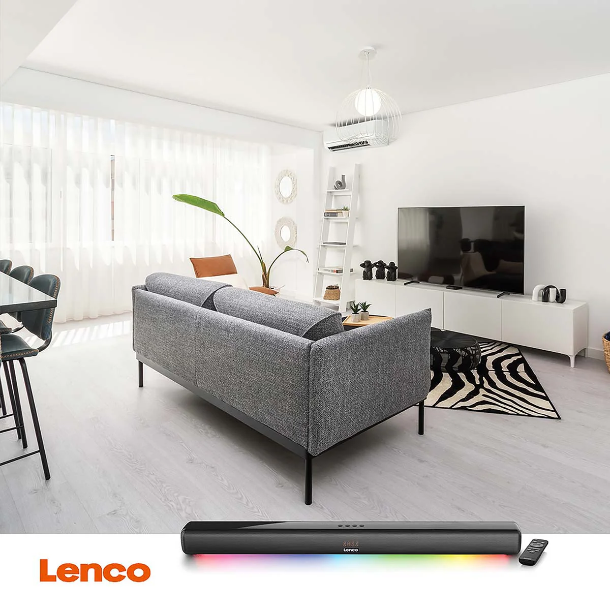 Lenco SB-042BK -85cm Bluetooth® Soundbar avec HDMI (ARC) et éclairage LED  - Noir - Image 12