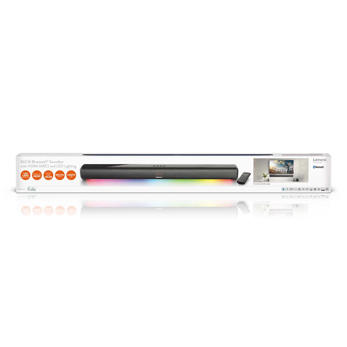 Lenco SB-042BK -85cm Bluetooth® Soundbar avec HDMI (ARC) et éclairage LED  - Noir - Image 13
