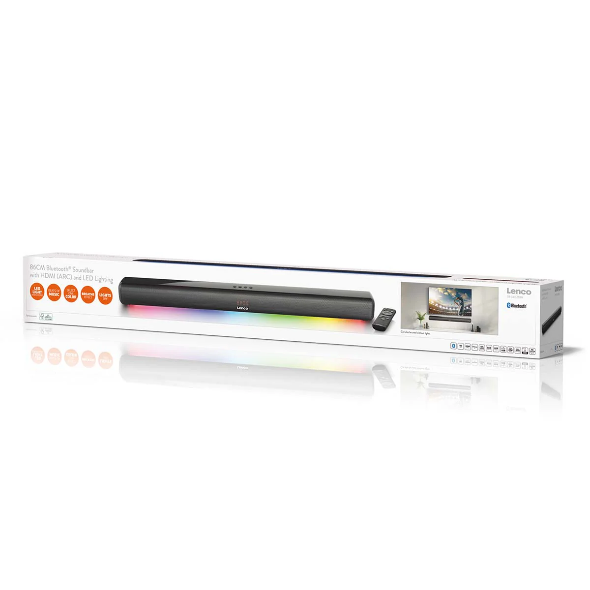Lenco SB-042BK -85cm Bluetooth® Soundbar avec HDMI (ARC) et éclairage LED  - Noir - Image 14