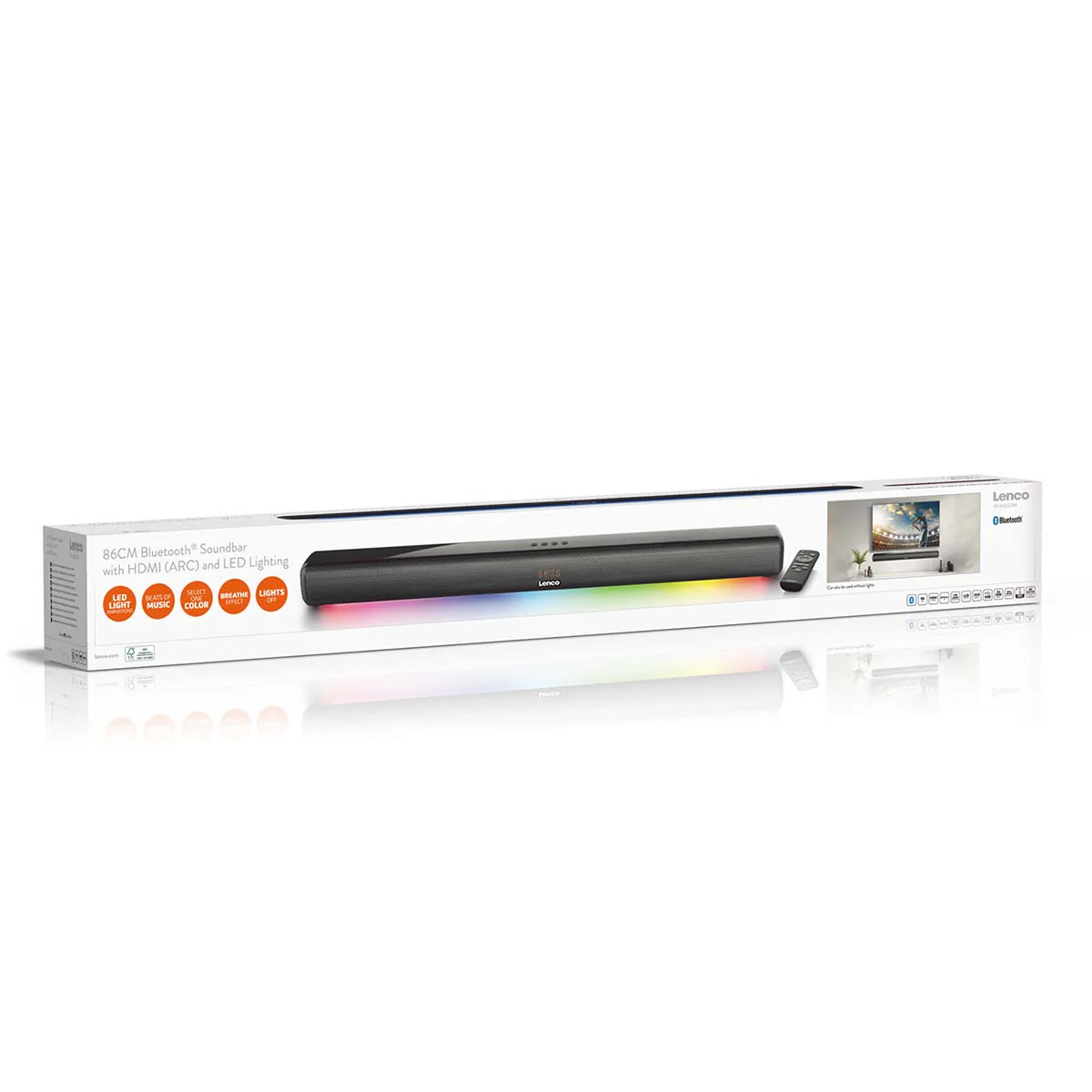 Lenco SB-042BK -85cm Bluetooth® Soundbar avec HDMI (ARC) et éclairage LED  - Noir - Image 15
