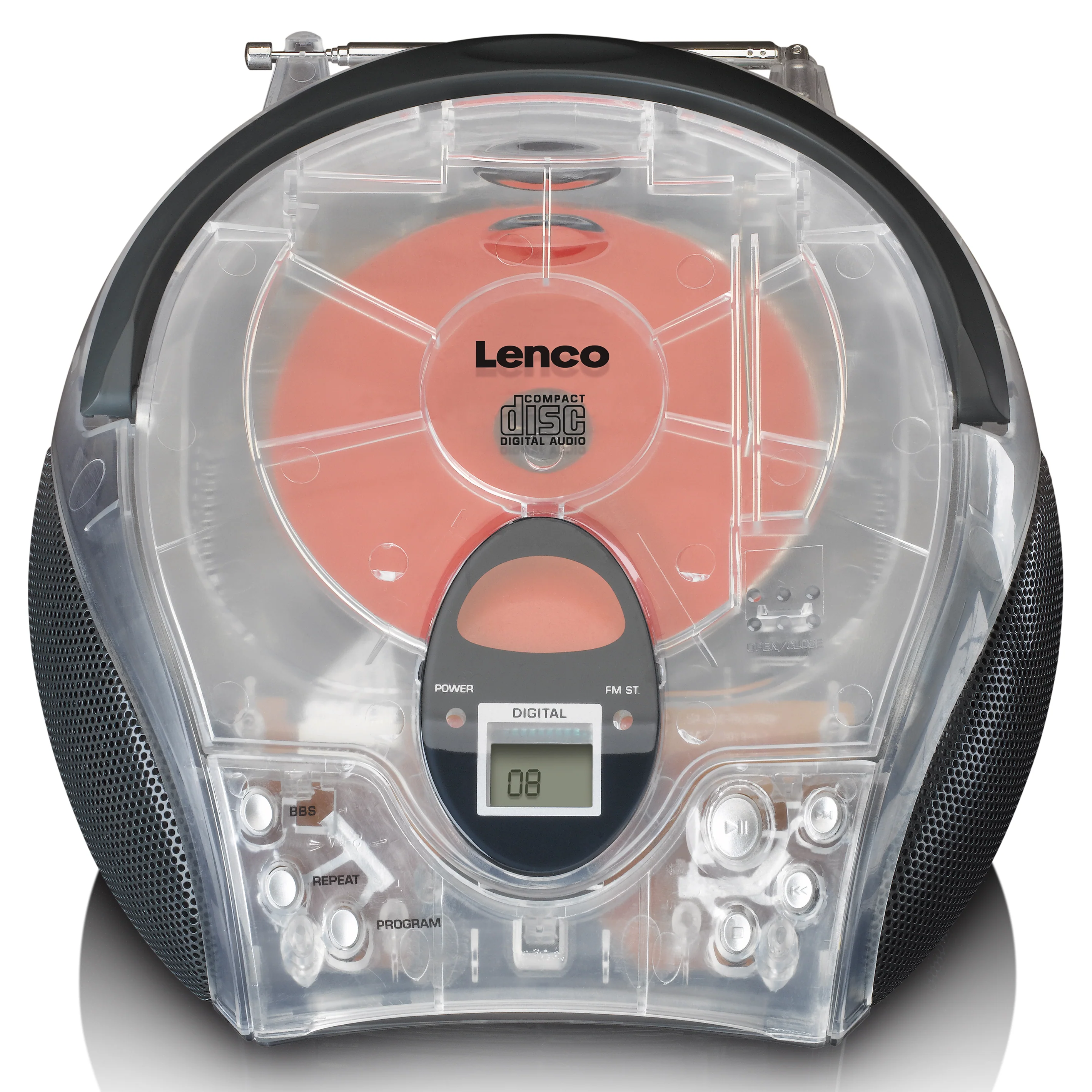 Lenco SCD-24TR - Radio portable avec lecteur CD - Transparent - Image 3