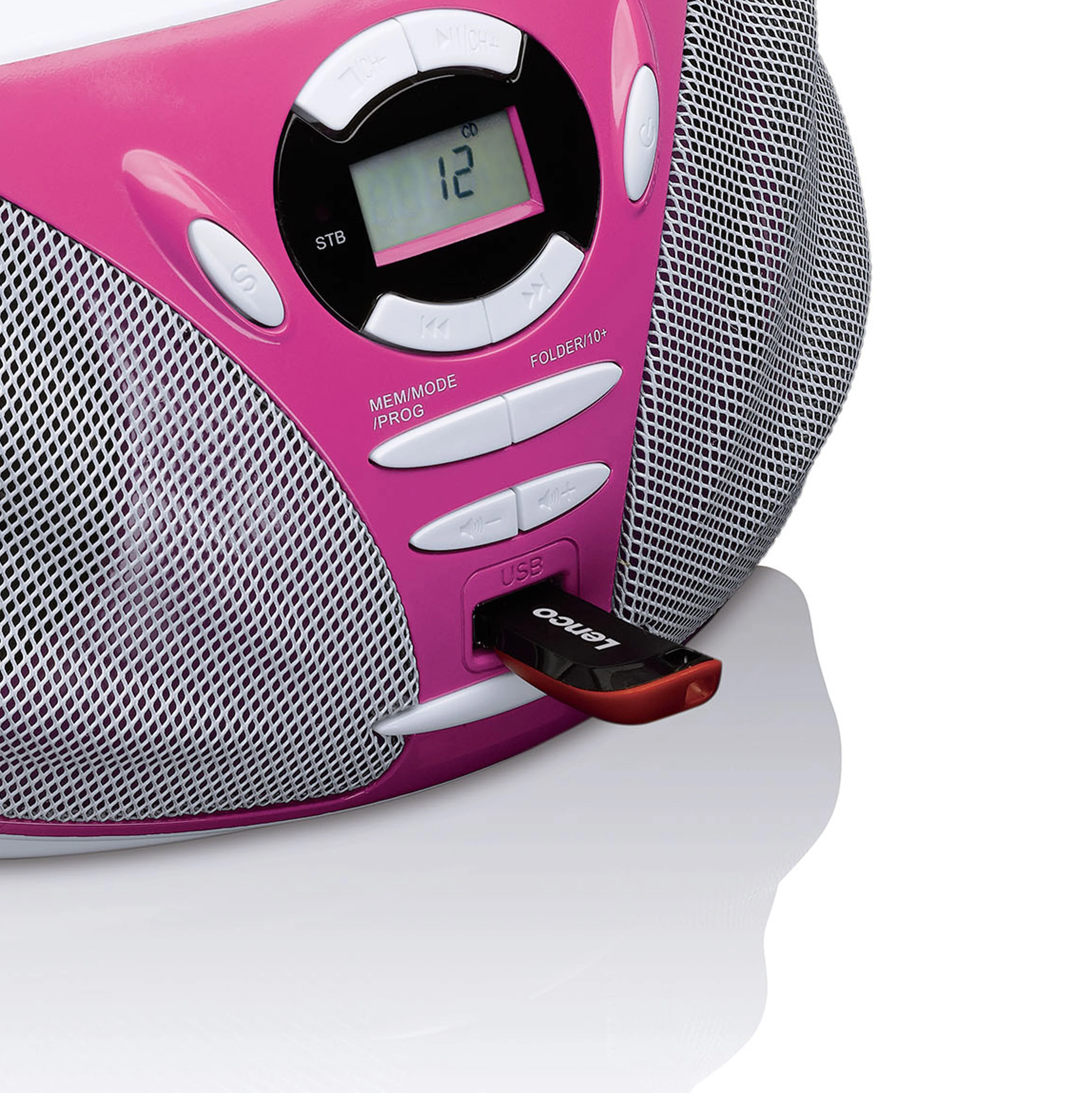 Lenco SCD-300PK - Radio/lecteur CD avec lecteur MP3 et fonction USB - Rose - Image 3