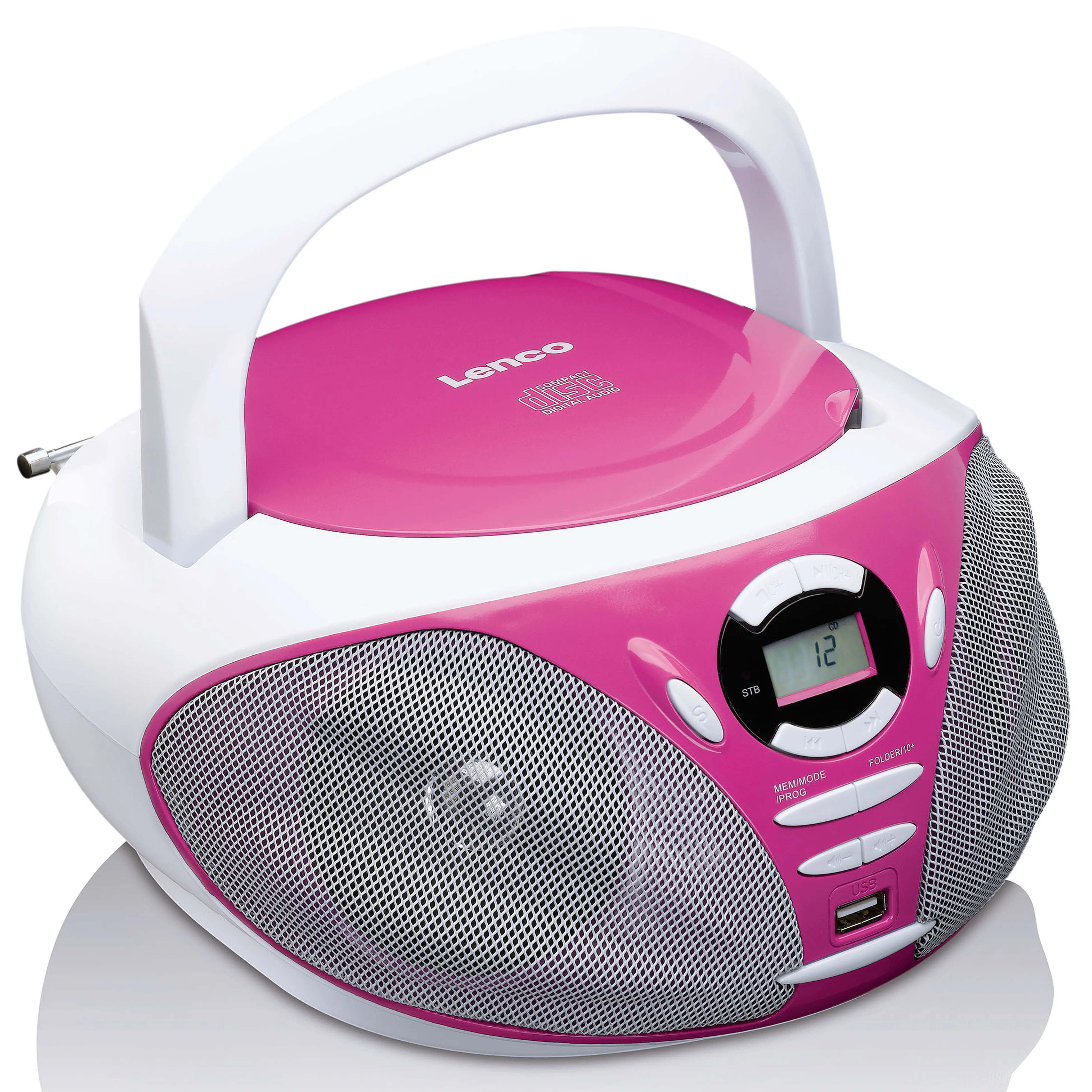 Lenco SCD-300PK - Radio/lecteur CD avec lecteur MP3 et fonction USB - Rose - Image 4