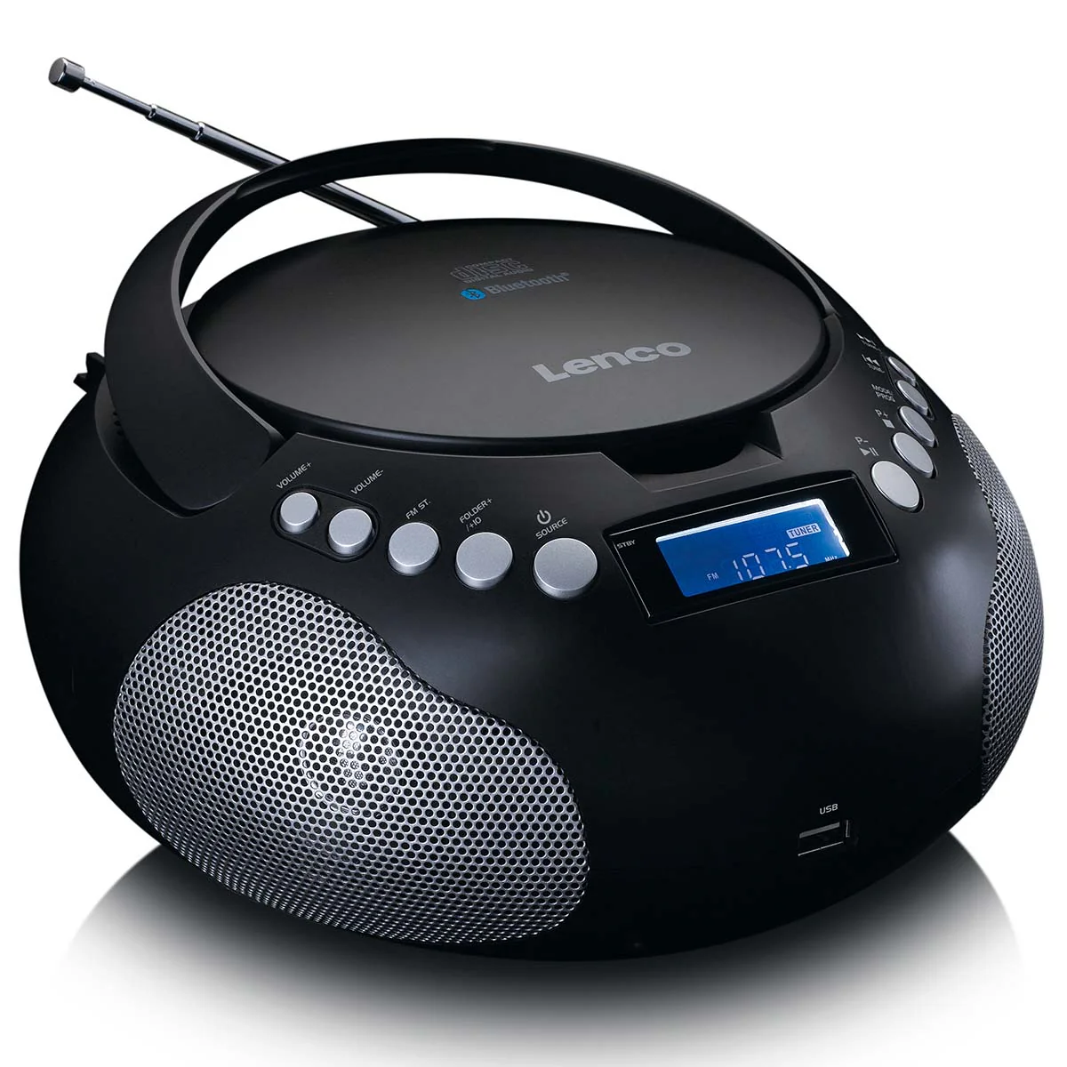 Lenco SCD-331BK - Radio et lecteur CD/MP3 portable avec USB et Bluetooth® - Radio alimentée par batterie ou par secteur - Image 4