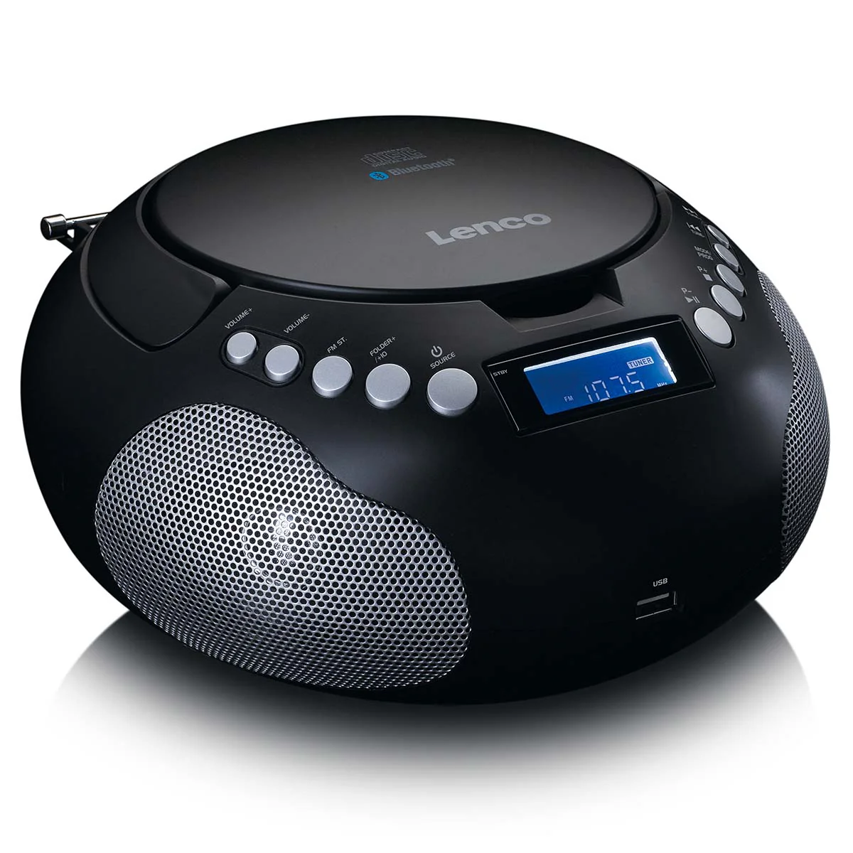 Lenco SCD-331BK - Radio et lecteur CD/MP3 portable avec USB et Bluetooth® - Radio alimentée par batterie ou par secteur - Image 5