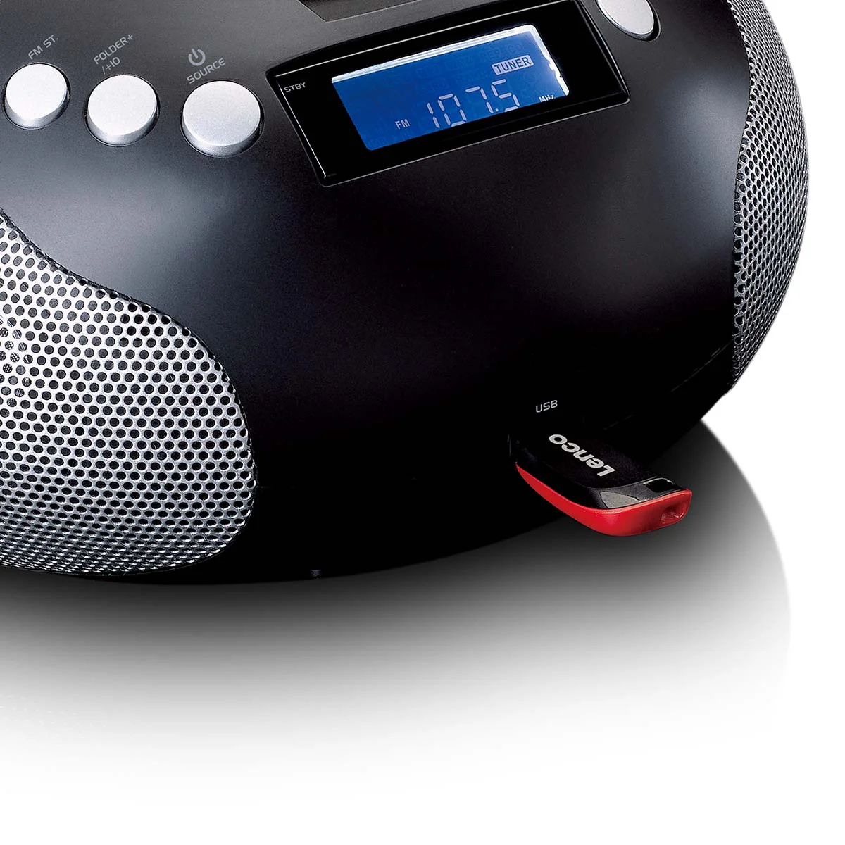 Lenco SCD-331BK - Radio et lecteur CD/MP3 portable avec USB et Bluetooth® - Radio alimentée par batterie ou par secteur - Image 7