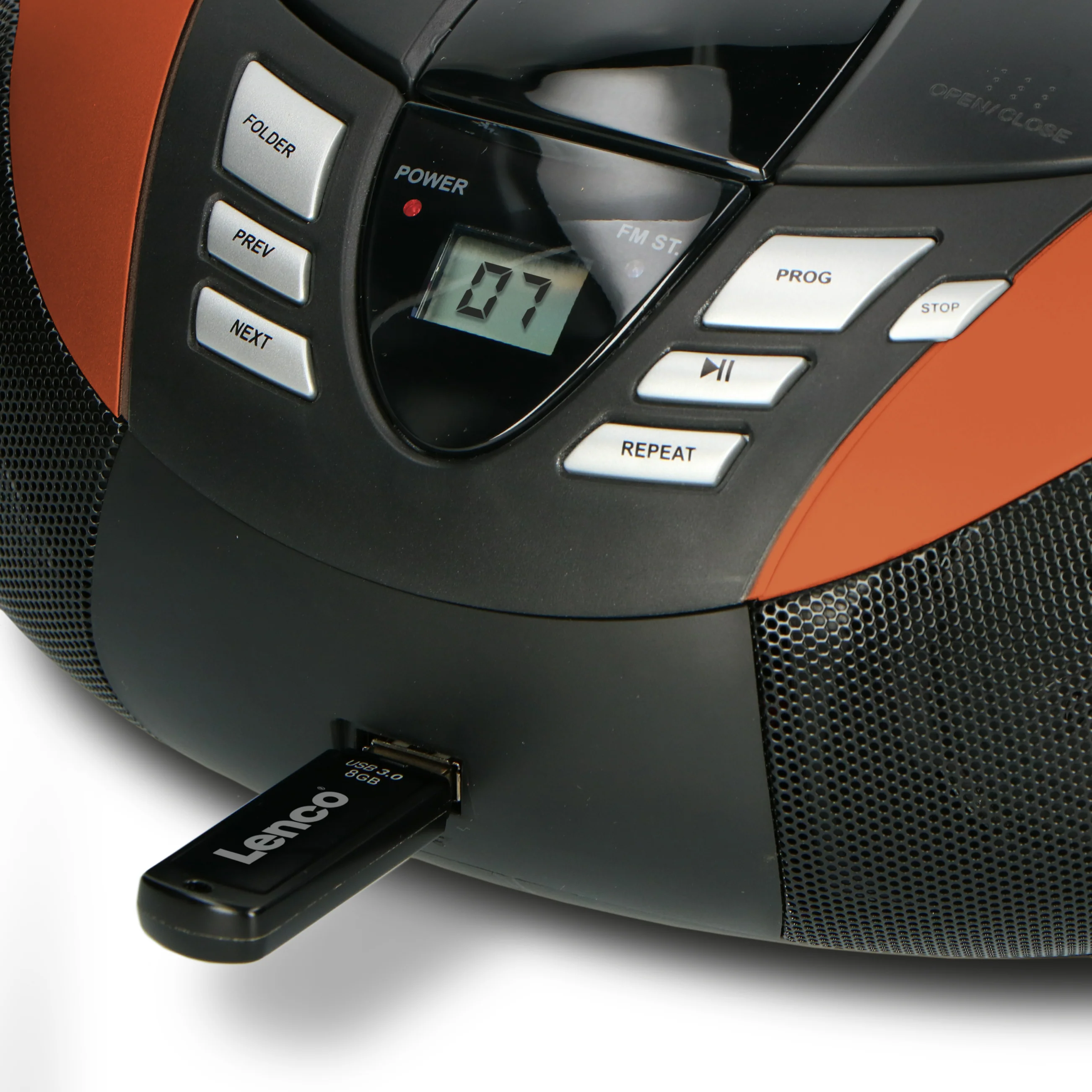 Lenco SCD-37 USB Orange - Radio FM et lecteur CD/USB portable - Orange - Image 4