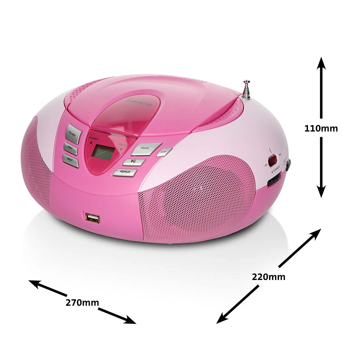 Lenco SCD-37 USB Pink - Radio FM et lecteur CD/USB portable - Rose - Image 14