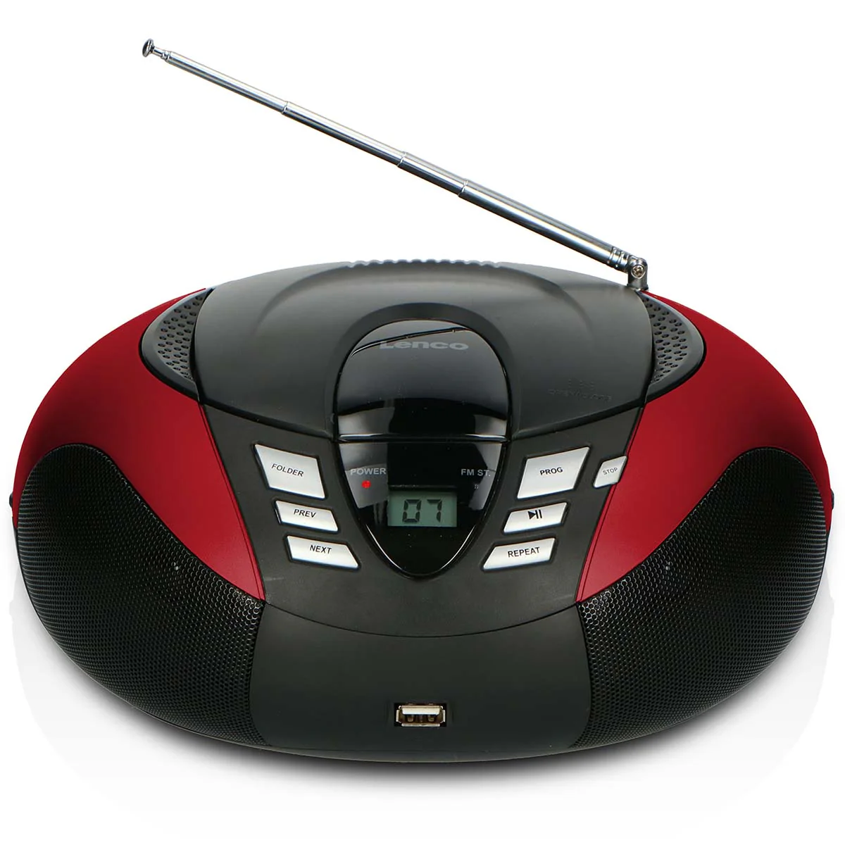 Lenco SCD-37 USB Red - Radio FM et lecteur CD/USB portable - Rouge - Image 4