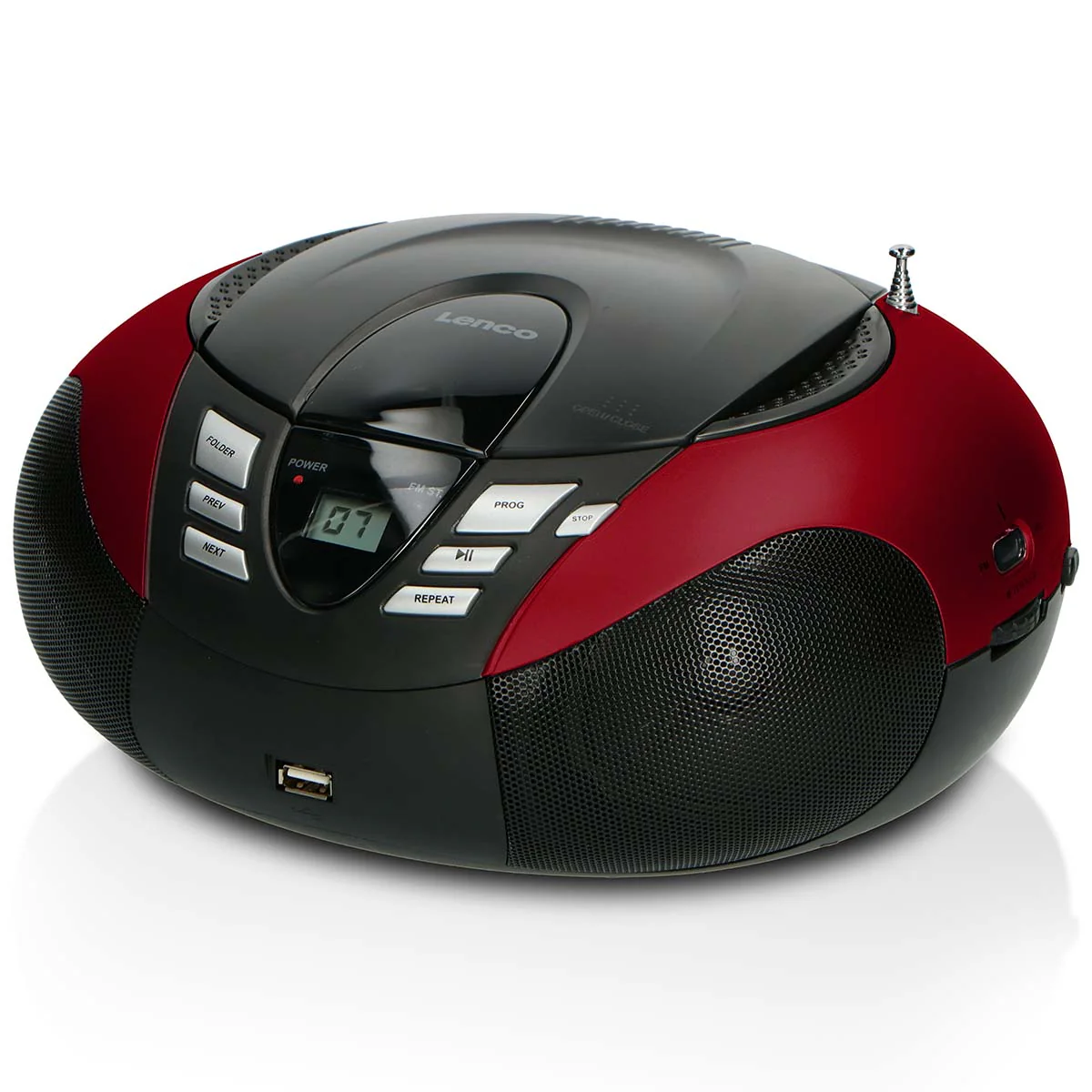 Lenco SCD-37 USB Red - Radio FM et lecteur CD/USB portable - Rouge - Image 5