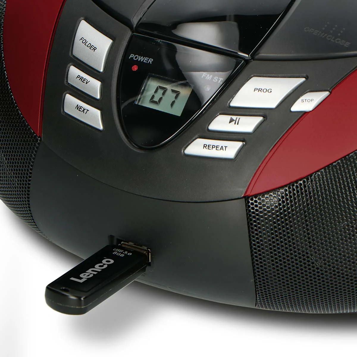 Lenco SCD-37 USB Red - Radio FM et lecteur CD/USB portable - Rouge - Image 8