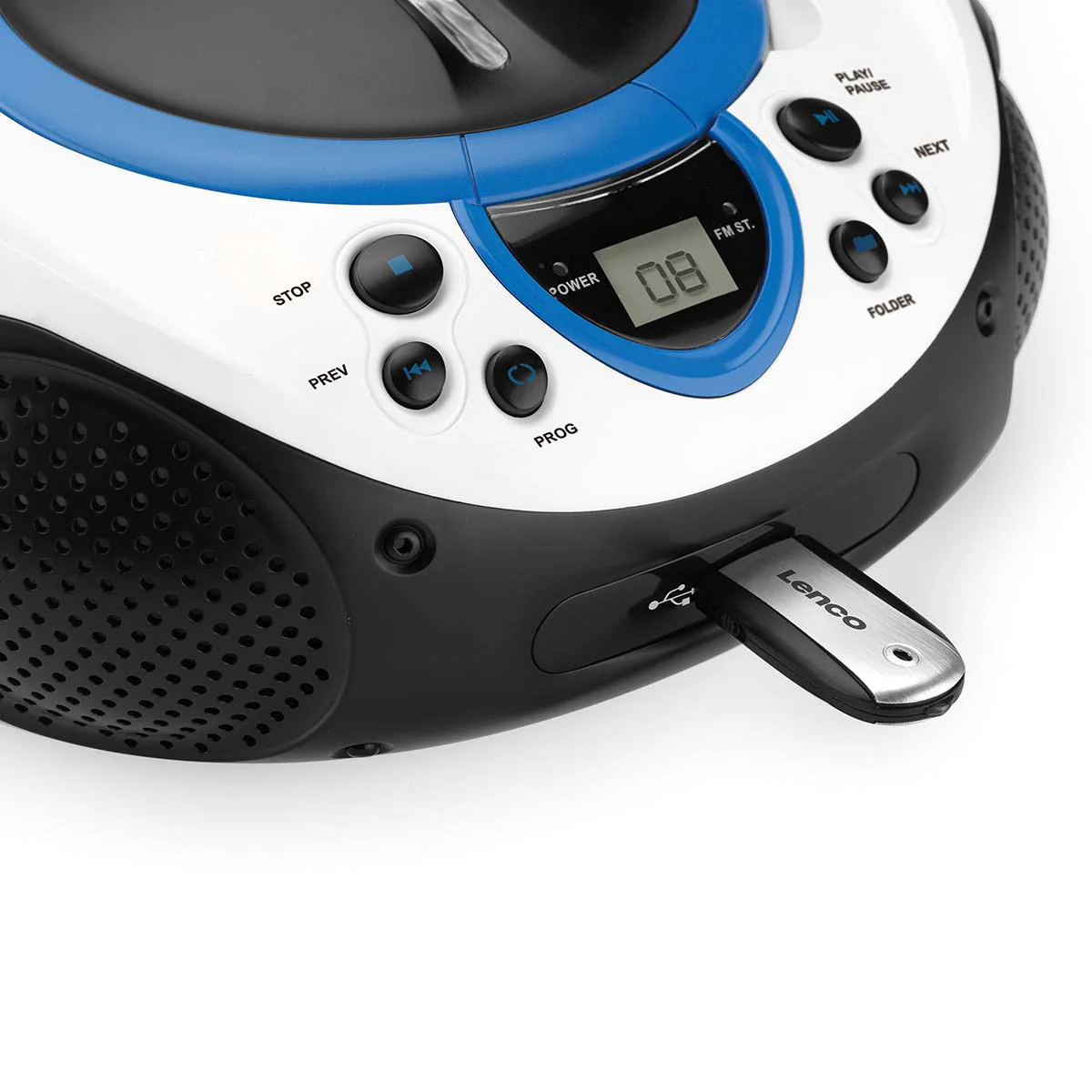 Lenco SCD-38 USB Blue - Radio FM et lecteur CD/USB portable - Bleu - Image 5