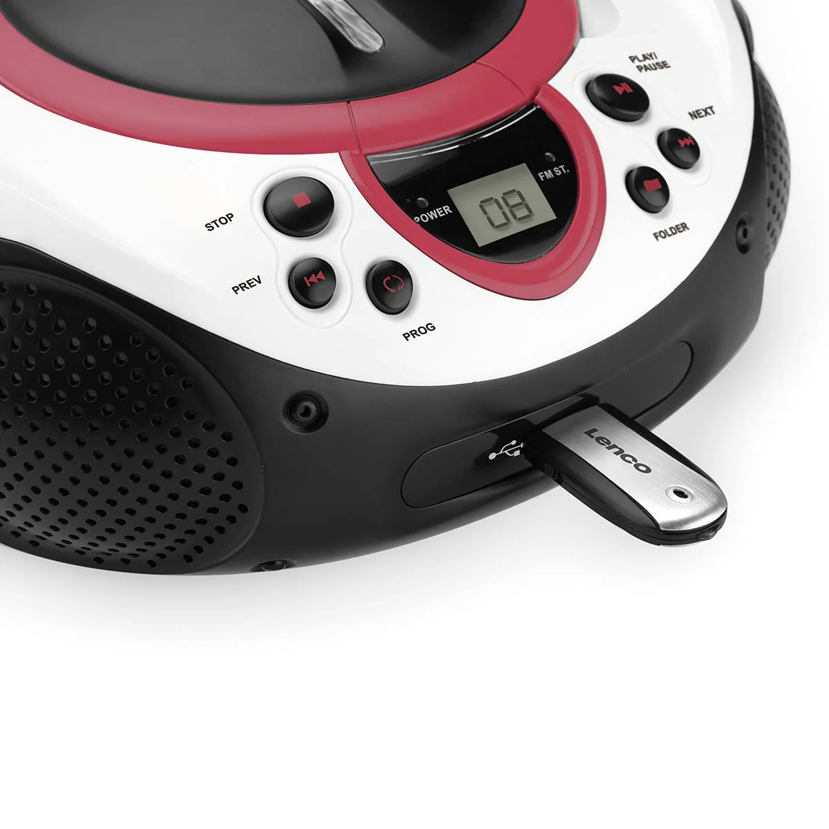 Lenco SCD-38 USB Pink - Radio FM et lecteur CD/USB portable - Rose - Image 5