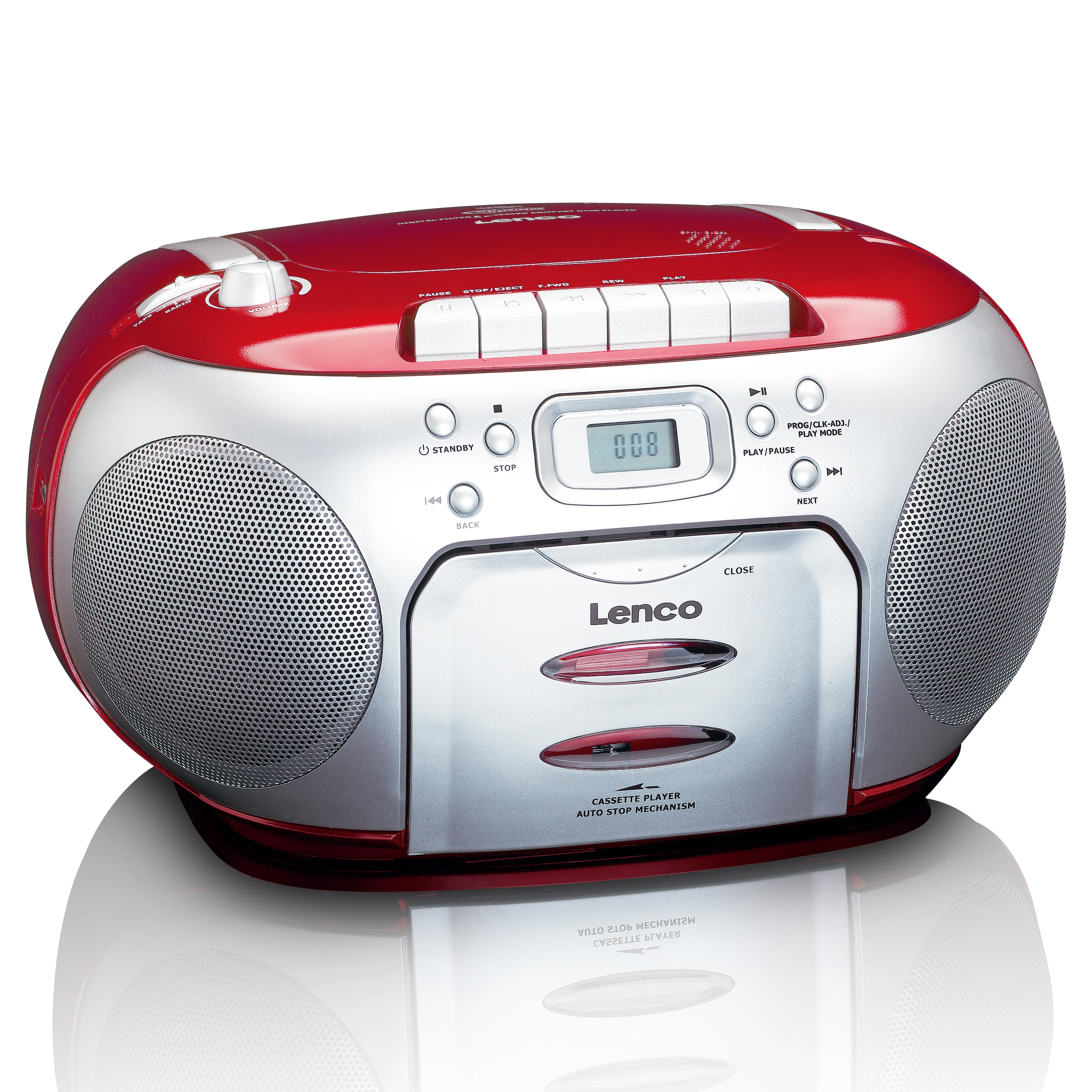 Lenco SCD-420RD - Lecteur CD/radio FM stéréo portable - Rouge - Image 4